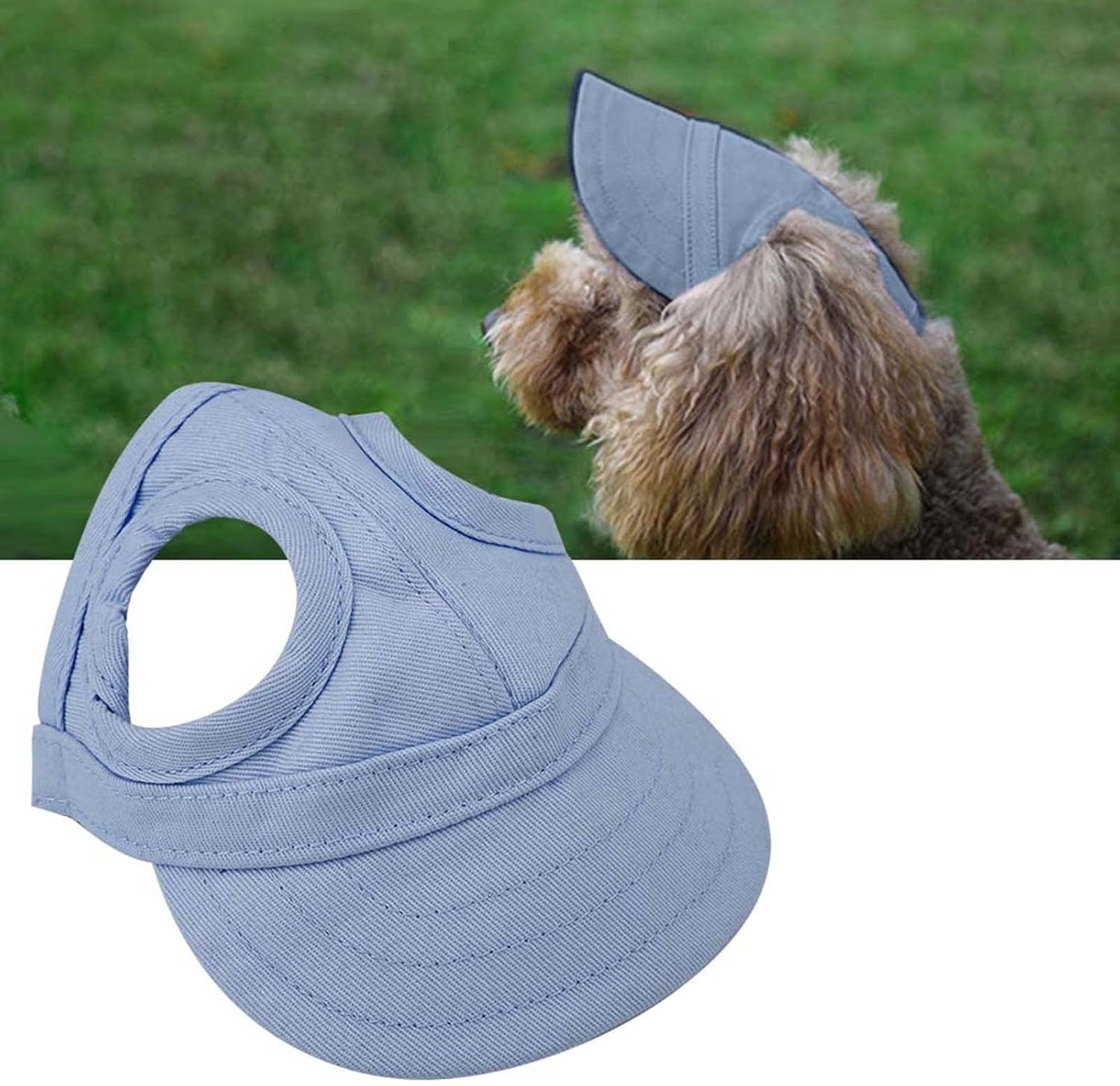Pet Baseball Cap, Pet Outer Cap, Summer Dog Baseball Cap, Pet Dog Cat Baseball Outer Cap, Sunbonnet, Adjustable Stripes, Summer Travel Sports Hat (Pet Hat Blue) image number 3