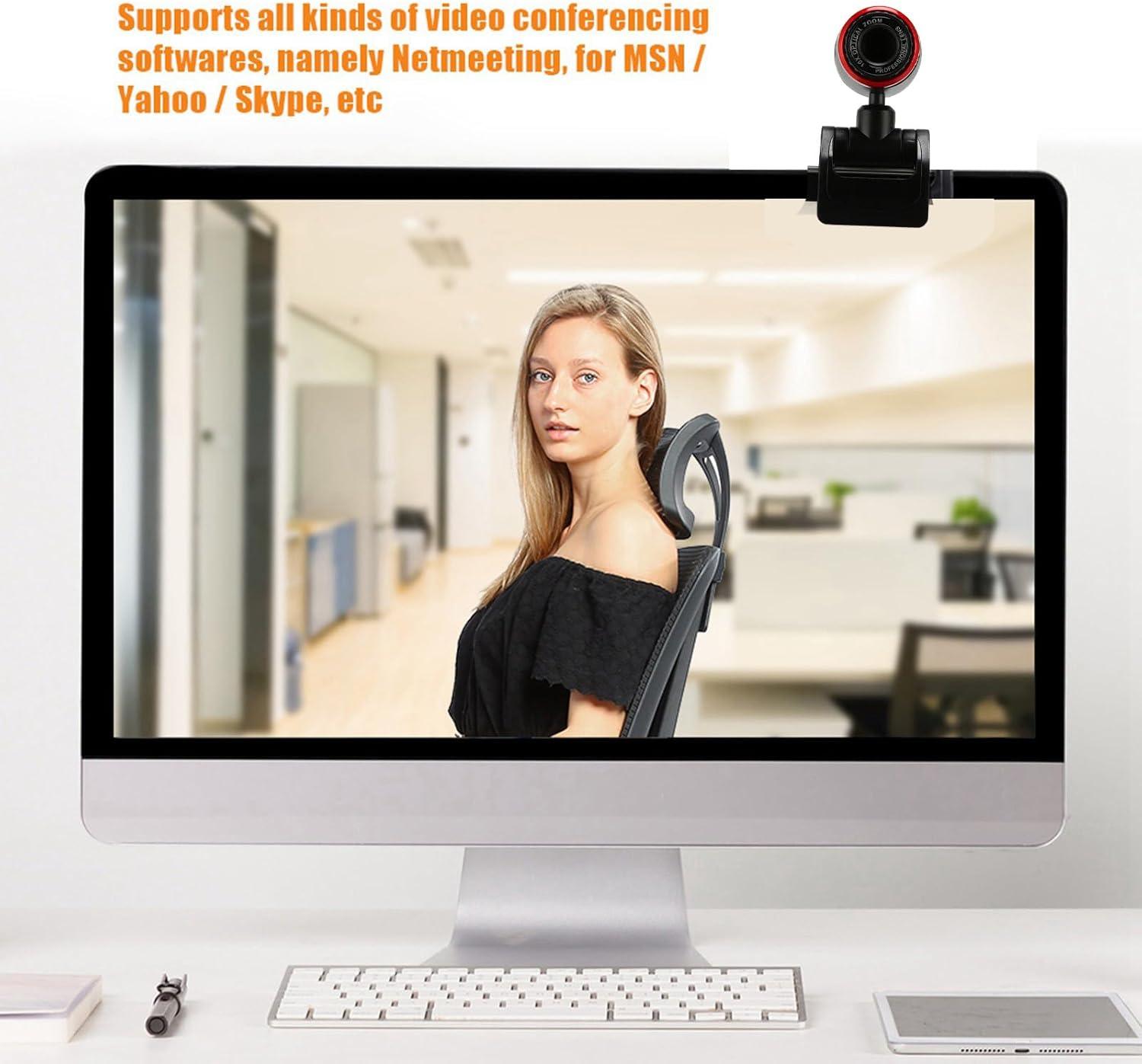 HD Webcam USB2.0 with MIC, 360 Degree USB Webcam for PC Computer Laptop for Skype/Msn, Laptop Camera High Resolution 6MP