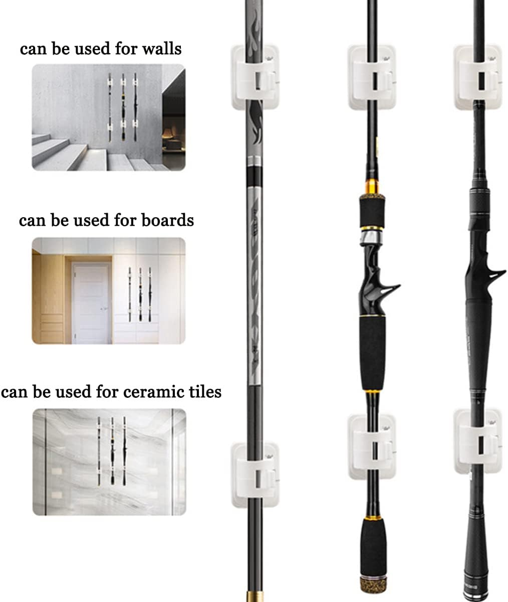 Fishing Rod Clips with Screws - Wall Mounted Holder for Poles, Cues, Curtain Rods - 10Pcs Storage Rack Organizer Brackets image number 6