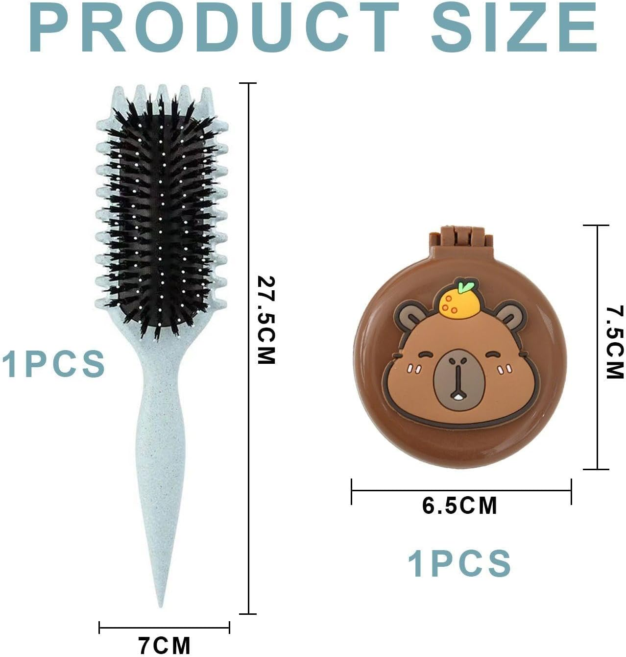 2 Styling Air Cushion Combs, Portable Soft Massage Combs, Hairdressing Tools, Suitable for Curly Hair, Perm (Light Blue, Brown) image number 4