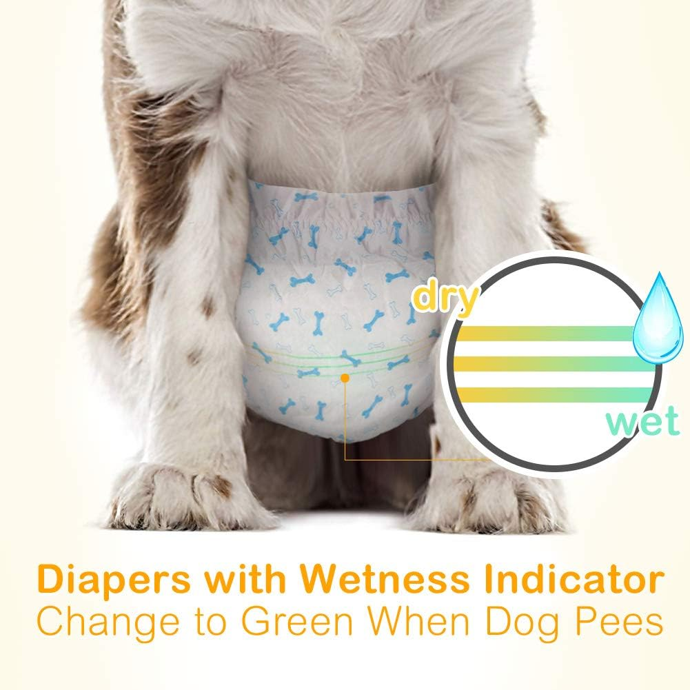 DONO Disposable Dog Diapers Male Dog Wraps Super Absorbent Soft Diapers for Male Dogs,With Wetness Indicator,10Pcs,M (18"-25") image number 5