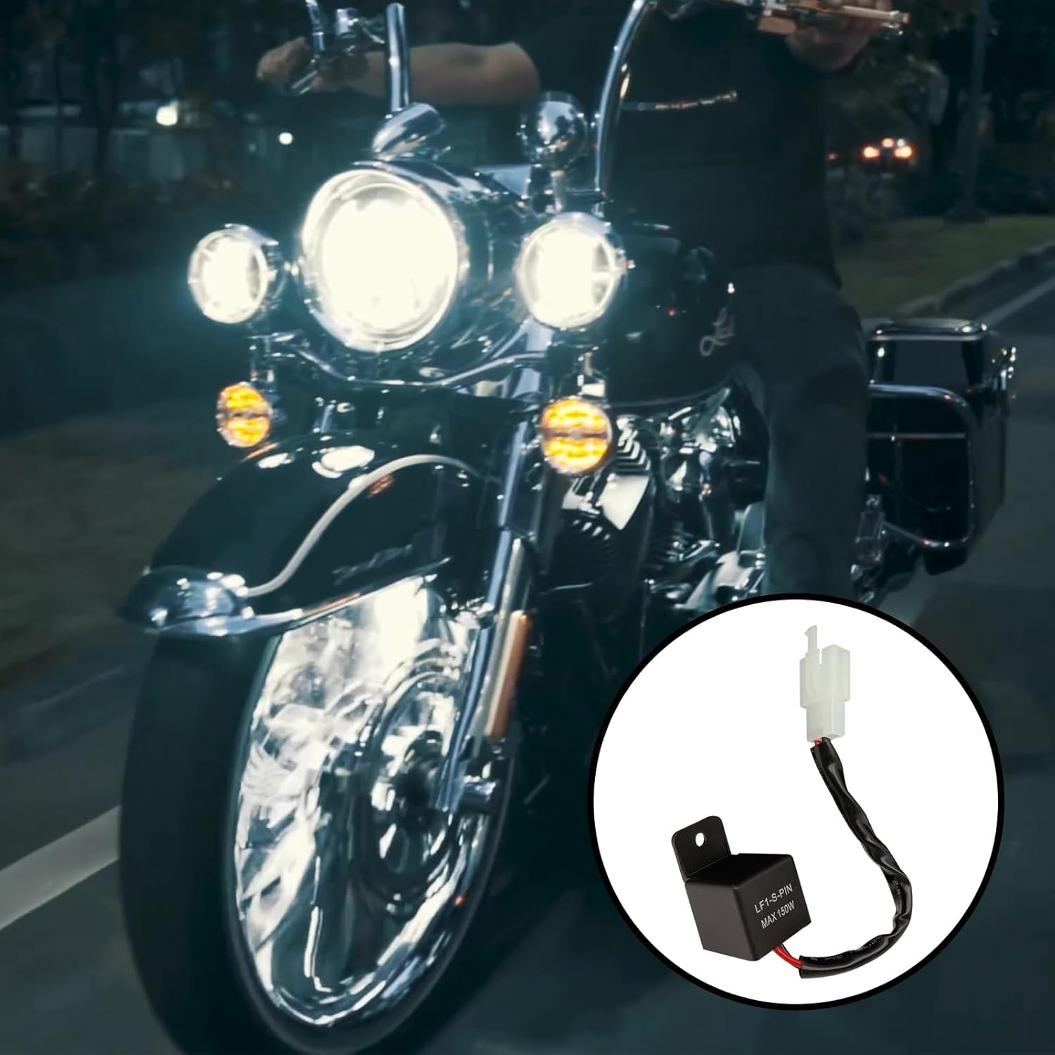 LED Flasher Relay 2-Pin, 12V Relay for Car LED Flash Turn Signal Relays, Adjustable Flash Rate Flasher Relay Wiring Connectors Kit for Fix Motorcycle Turn Signal Bulbs Hyper Flash(1Pcs image number 6