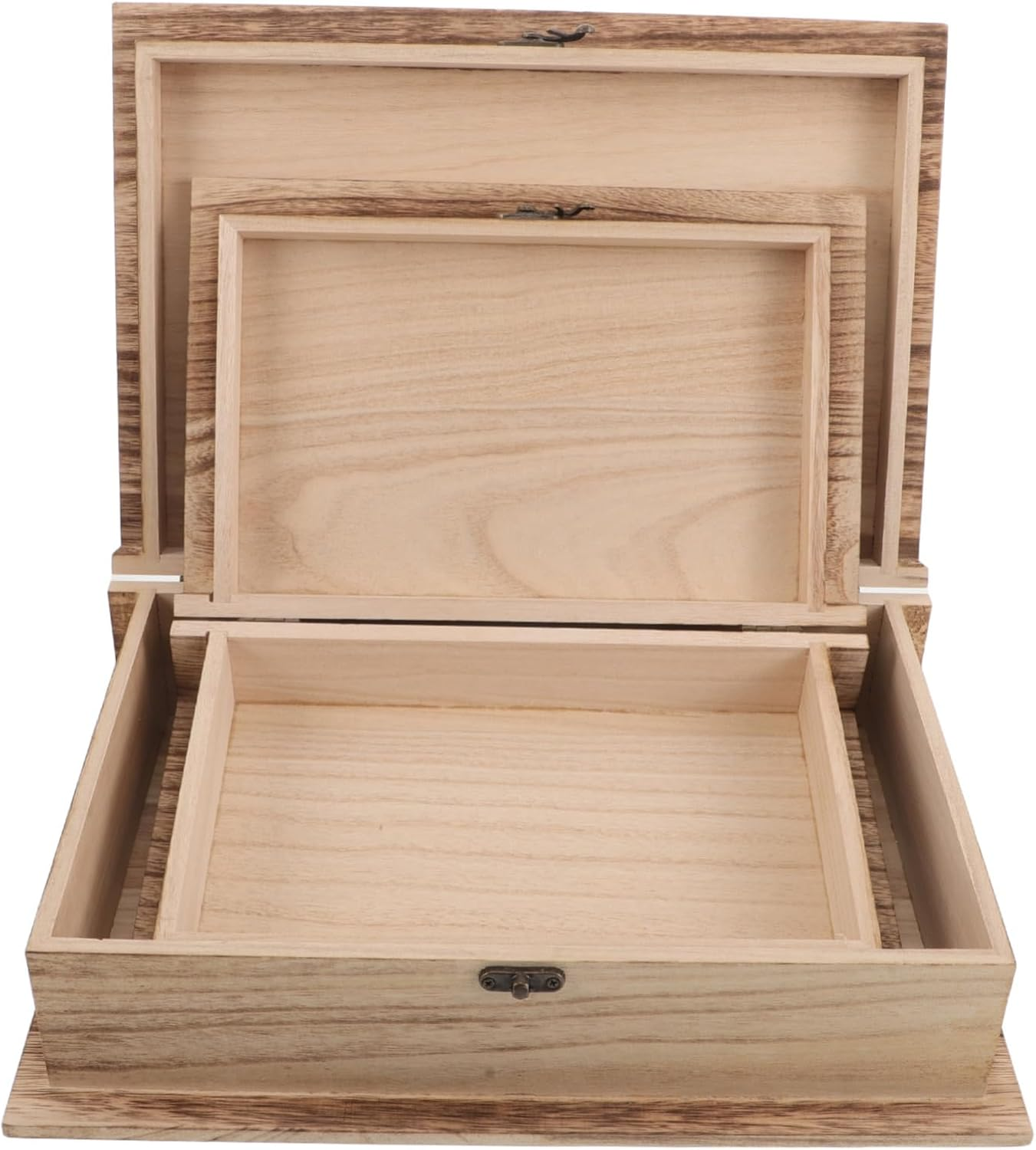 BESTOYARD 2Pcs Elegant Book Shaped Wooden Storage Box Desktop Organizer Flip Lid Jewelry Case for Books Cards and Trinkets image number 4