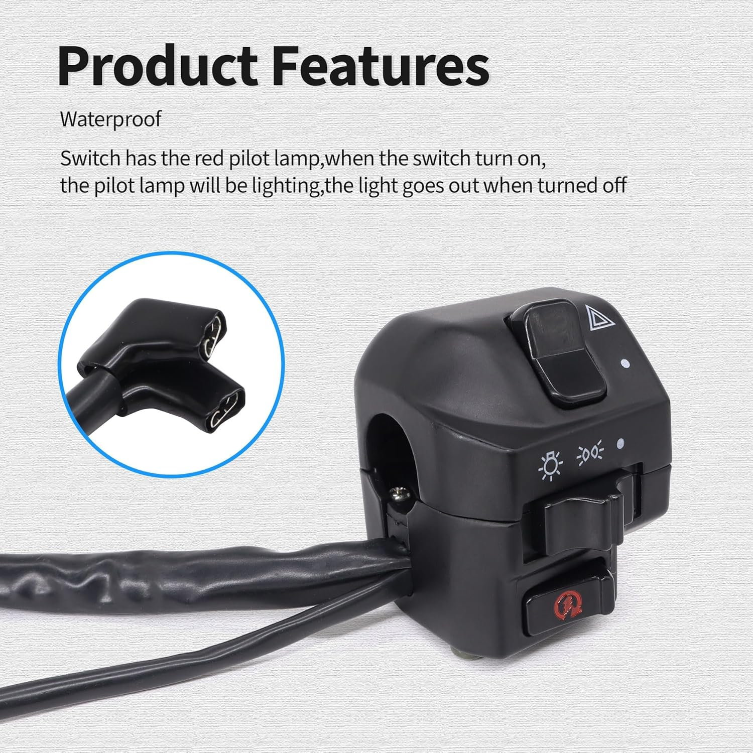 Hisport Black Universal Aluminum 7/8" 22MM Motorcycle Switch Handlebar Motorbike Horn Turn Signal Headlight Control Buttons