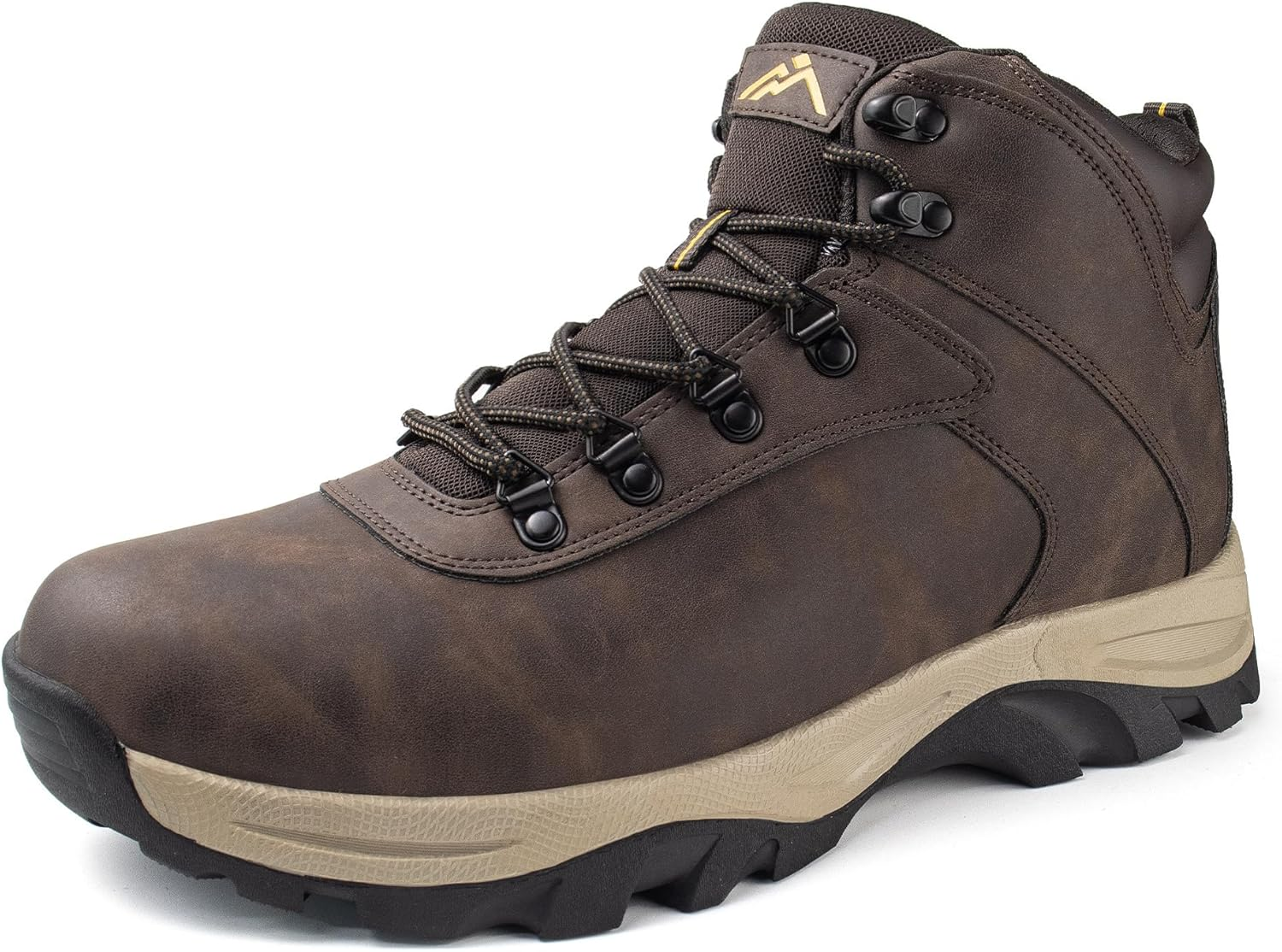 Cc-Los Men'S Waterproof Hiking Boots Mid-Top Boots Lightweight Non-Slip High-Tracton Grip Wheat Size 7-13.5