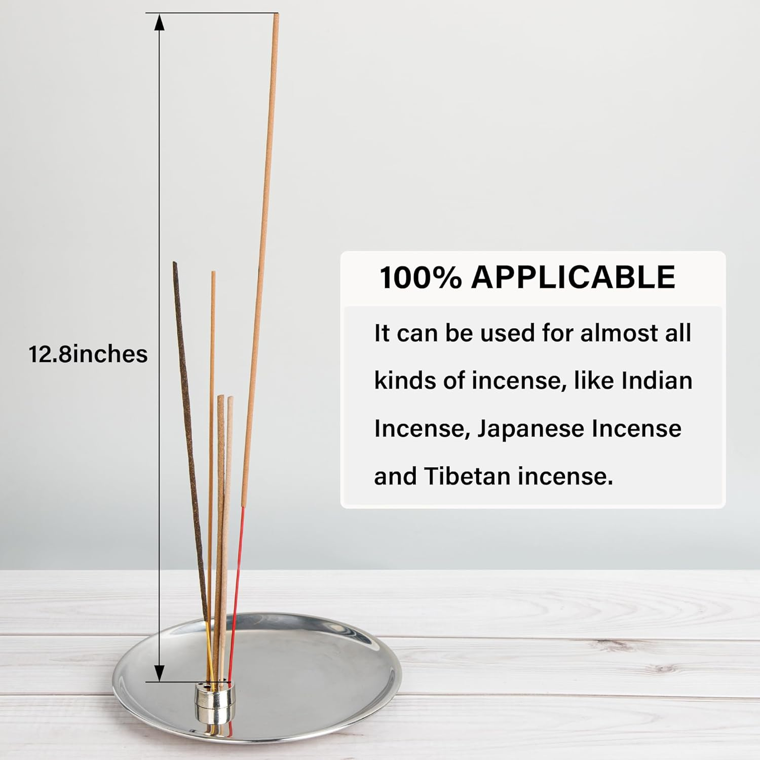 Zenbless 5 in 1 Incense Burner, Holder for Incense Sticks, Palo Santo, Sage, Coil, Cones, 5.5 Inches Brass Ash Catcher for Meditation Yoga Room(Silver) image number 3