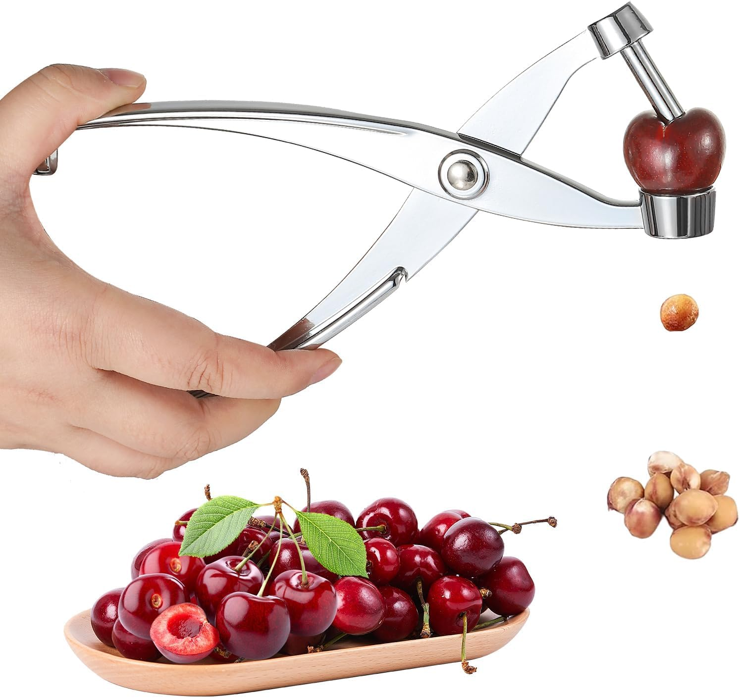 Cherry Pitter Cherry Picker Easy to Use,Heavy Duty Cherry Tool All Metal Construction, Easy to Clean, for Pitting Cherries, Olives, Kitchen Tool image number 5
