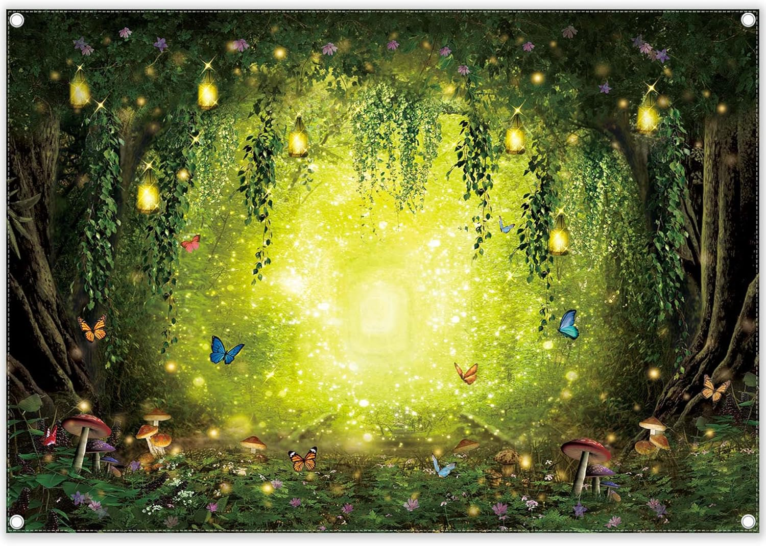 7X5Ft Spring Enchanted Forest Backdrop Easter Fairy Tale Wonderland Woodland for Kids Girl Room Wall Decorations Birthday Party Photo Prop image number 2