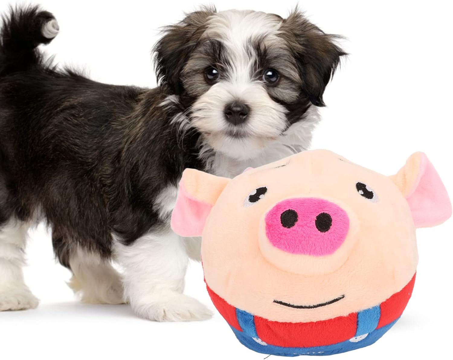 Interactive Dog Toys Dog Ball, Rechargeable Automatic Bouncing Dog Toy Balls with Sound, Pet Bouncing Balls, Cute Cartoon Pig Squeaky Pig Dog Toy for Indoor Cats Dog image number 5