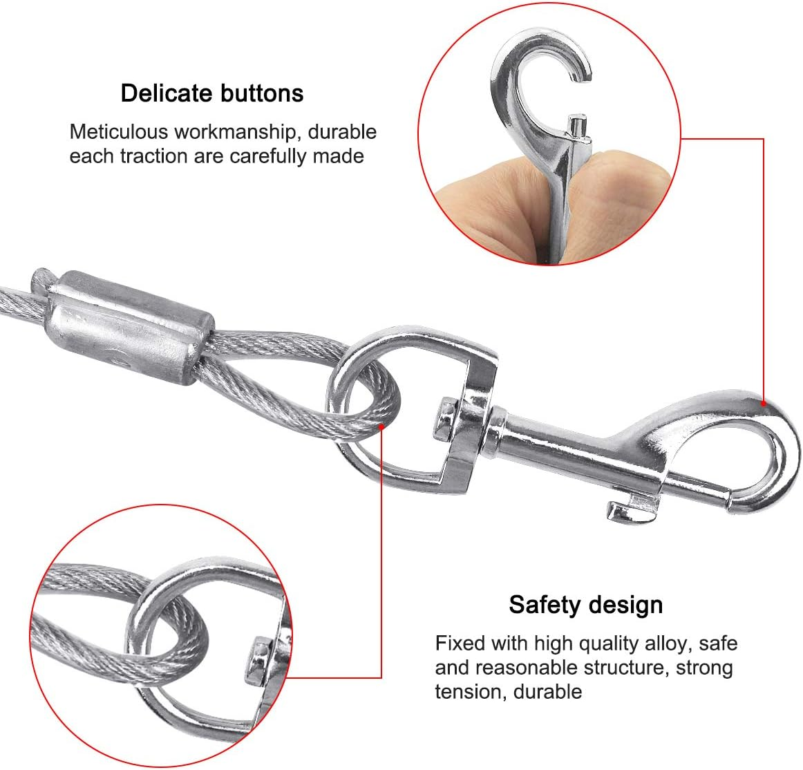 Dog Lead for Large Dogs Dog Lead with Spring Yard Lead for Large Dogs Tie-Out Leads for Dogs Tie Out Cables Tie-Out Leads Yard Lead for Dogs for Small Medium or Large Dogs image number 4