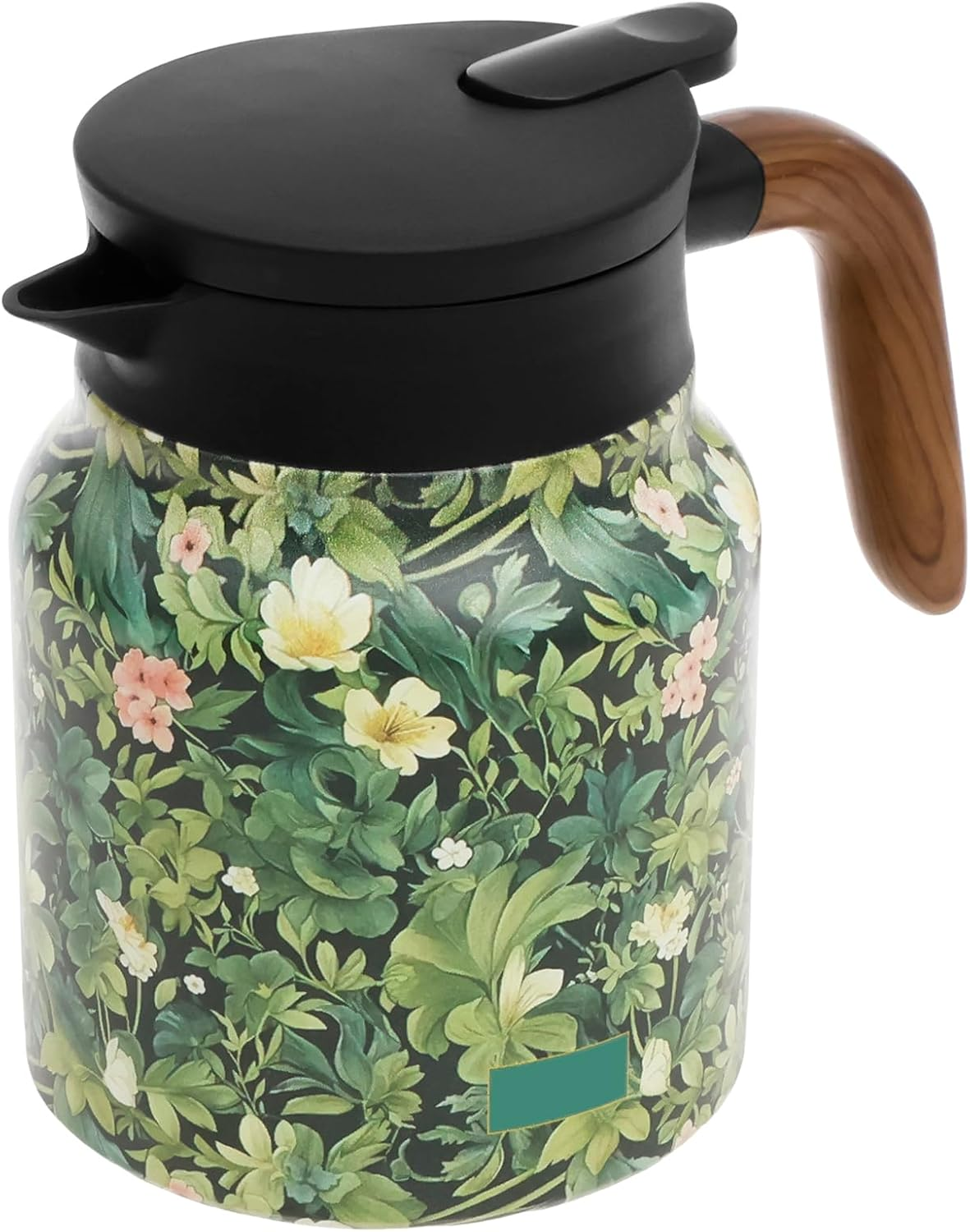 Thermal Tea Pot with Handle and Built in Infuser Stainless Steel Insulated Tea Kettle Flower Pattern Insulated Infuser Pot Practical Thermal Carafe for Home Office Zjmcajy(Beige)