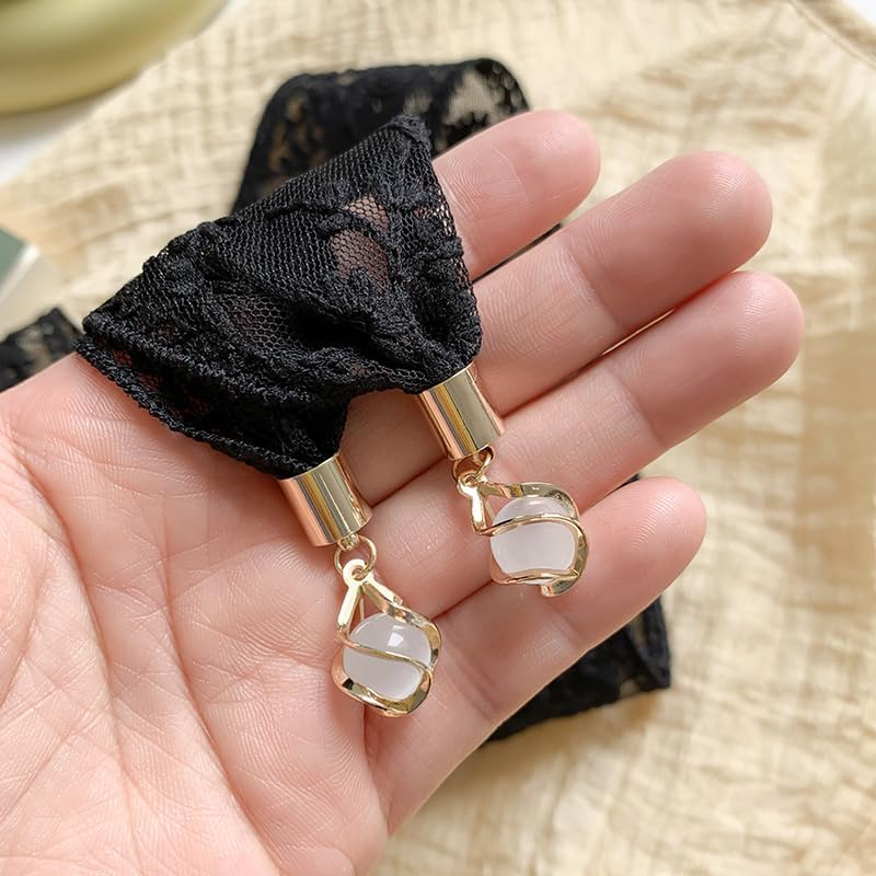 FUNNTY Head Scarf for Women Lace Hair Bandana Headband 80S Long Hair Ribbon for Neck Purse Scarf Lace Embroidery Hair Ties for Braid Vintage Hair Ribbons for Ponytail, Black image number 4