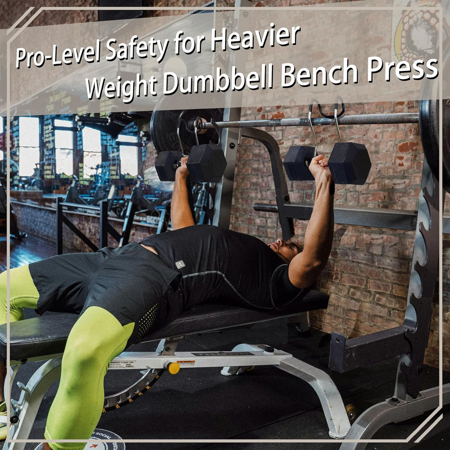 Dumbbell Spotter Hooks for Bench Press: Power Rack Attachments Dumbbells Rack for Chest Workout Connect to Barbell image number 2