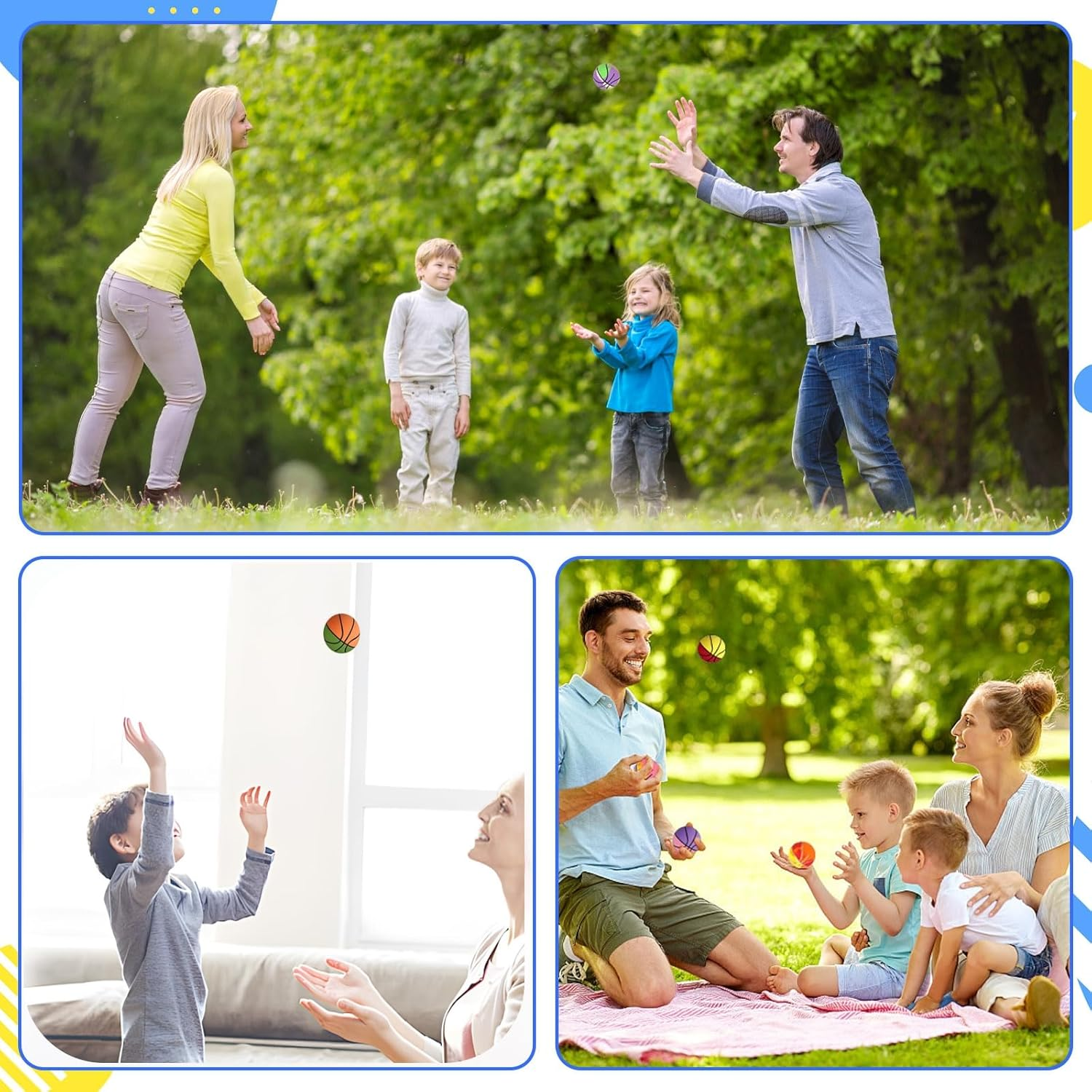 ZCOINS 16 Pcs Rubber Bouncy Balls Handballs Bulk for Kids, 6CM Mini Basketball Bouncy Hand Balls for Kids Party Favors, Party Bag Fillers, Outdoor Playground Game Activities, Children Gifts image number 1