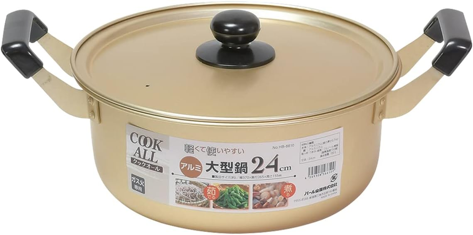 Pearl Metal HB-6612 Pot, Two-Handled Pot, Large Pot, 11.0 Inches (28 Cm), Aluminum, for Gas Stoves, Boiled Oden, Cookall image number 2