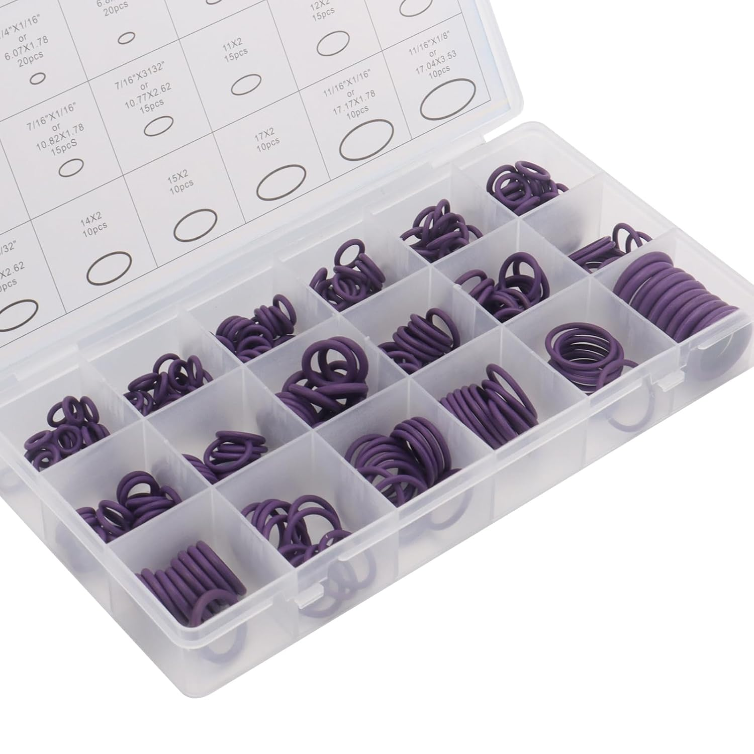 270Pcs O Ring Kit Rubber 18 Sizes O-Ring Car Auto Vehicle Repair Air Conditioning Compressor Seals Assortment Kit Purple image number 4