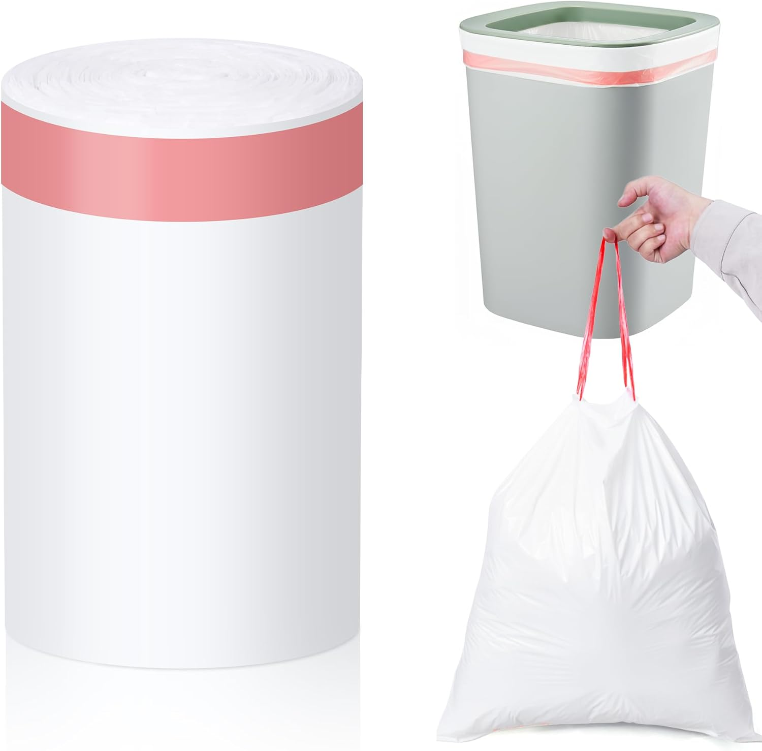 Makmefre 50L Drawstring Tall Kitchen Trash Bags,Clean Fresh Scent and Heavy Duty Garbage Bags(100 Count,60X70Cm) image number 1