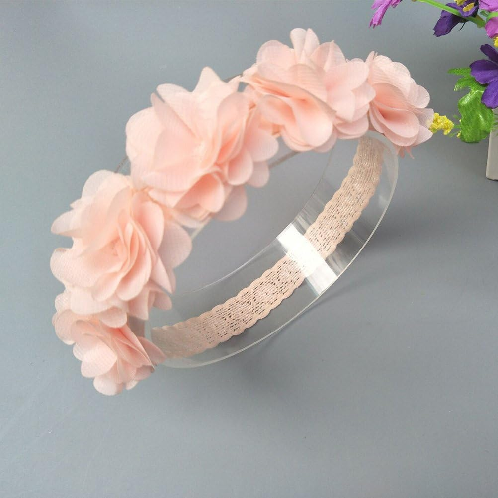 Baby Girls Headband Birthday Crown Fashion Hair Accessories for Newborn Infants Toddlers - Peach + White image number 2