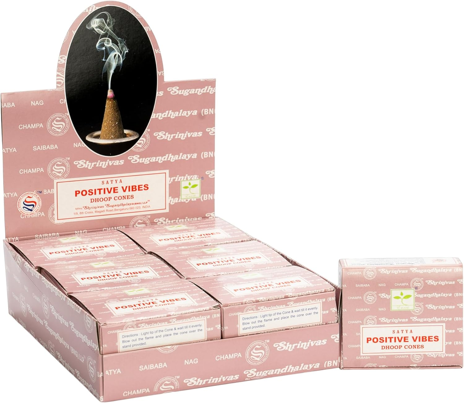 Earth Satya Incense Dhoop Cones (Pack of 12 X 12 Cones) (Green Certified) - Rose Fragnance - Perfect for Worship, Church, Aroma Therapy, Relaxation image number 4