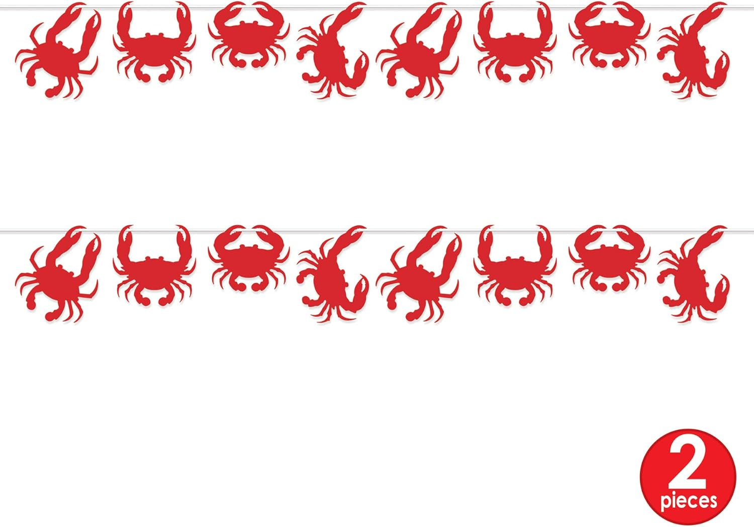 Beistle 2 Piece Crab Decorations Banners for Luau Theme Nautical Beach D&eacute;cor under the Sea Party Supplies, 8" X 6', Red image number 2