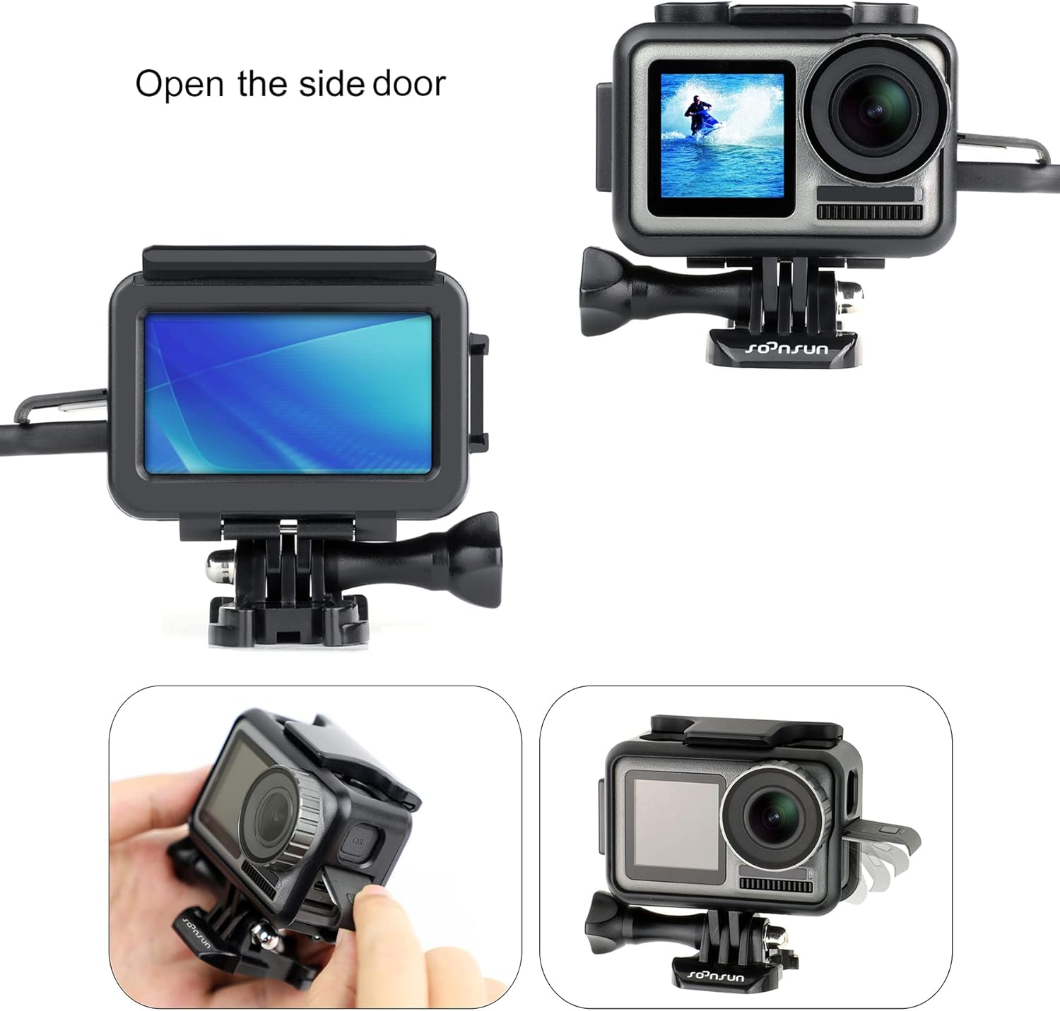 SOONSUN Frame Case and Screen Protector for DJI Osmo Action 1, Skeleton Protective Housing Frame Shell Cage Vlogging Photography for DJI Osmo Action image number 5