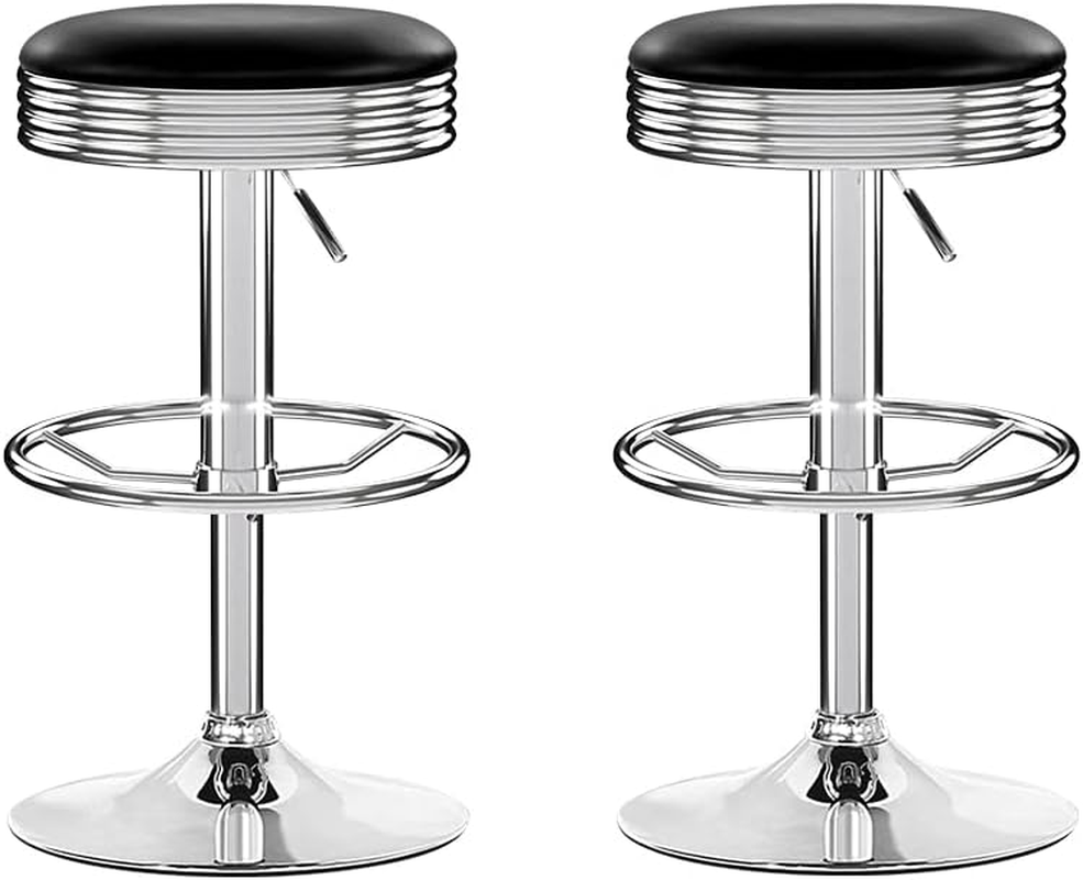 Artiss Bar Stools Stool Set of 2 Adjustable Kitchen Swivel Counter Barstools Dining Chair Chairs Gas Lift Black in 59-81Cm Seat Height Floor for Home Bar Dining Room Cafe Outdoor Indoor