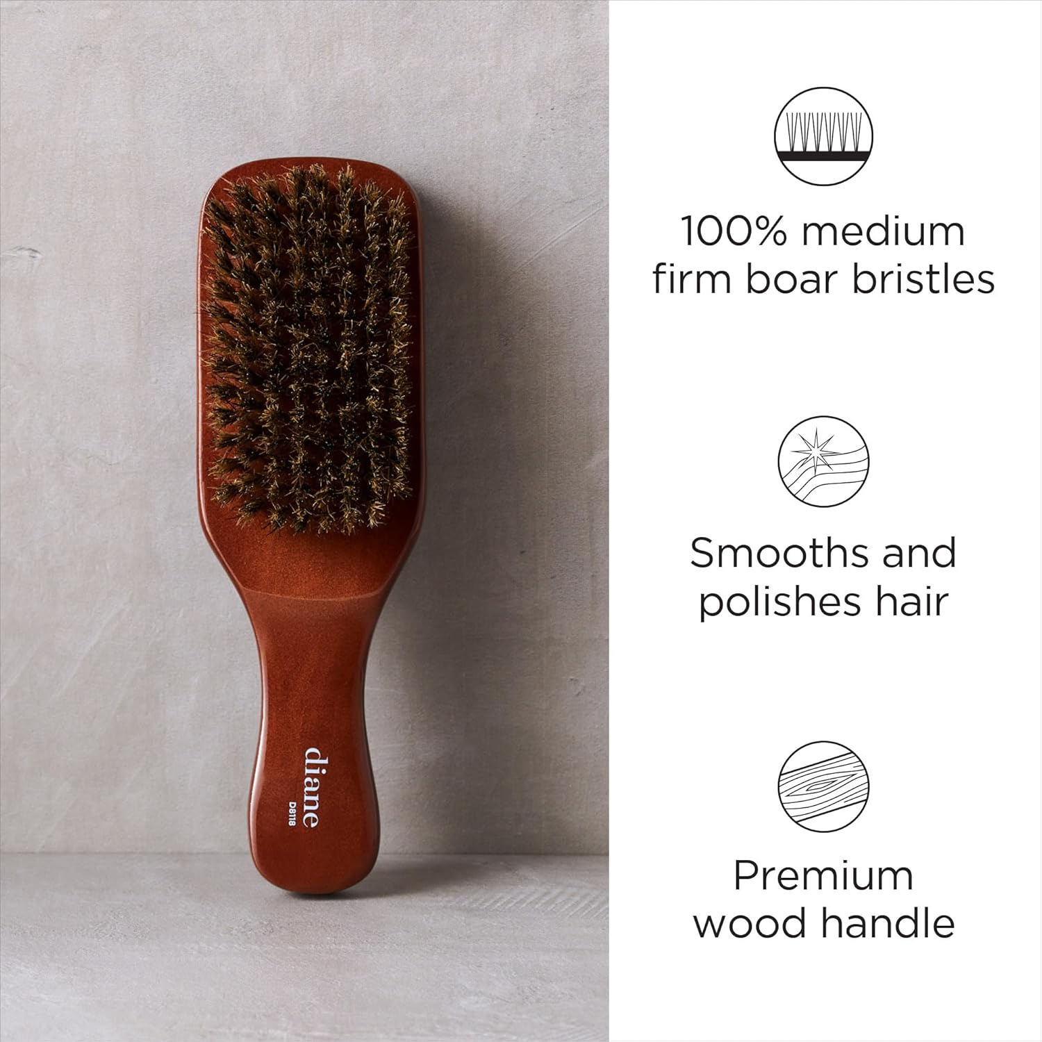 Diane 100% Medium Boar Club Brush, D8118 image number 2