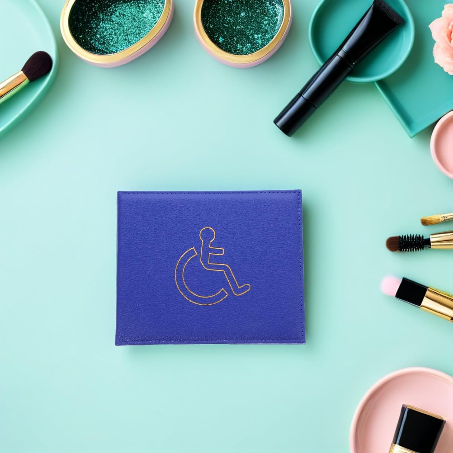 SECFOU 2Pcs Disability Certificate Holder Sleeves, EU Disabled Card Organizer with Protective Cover, Dark Blue Disability Badge Wallet for Travel and Car Use image number 1