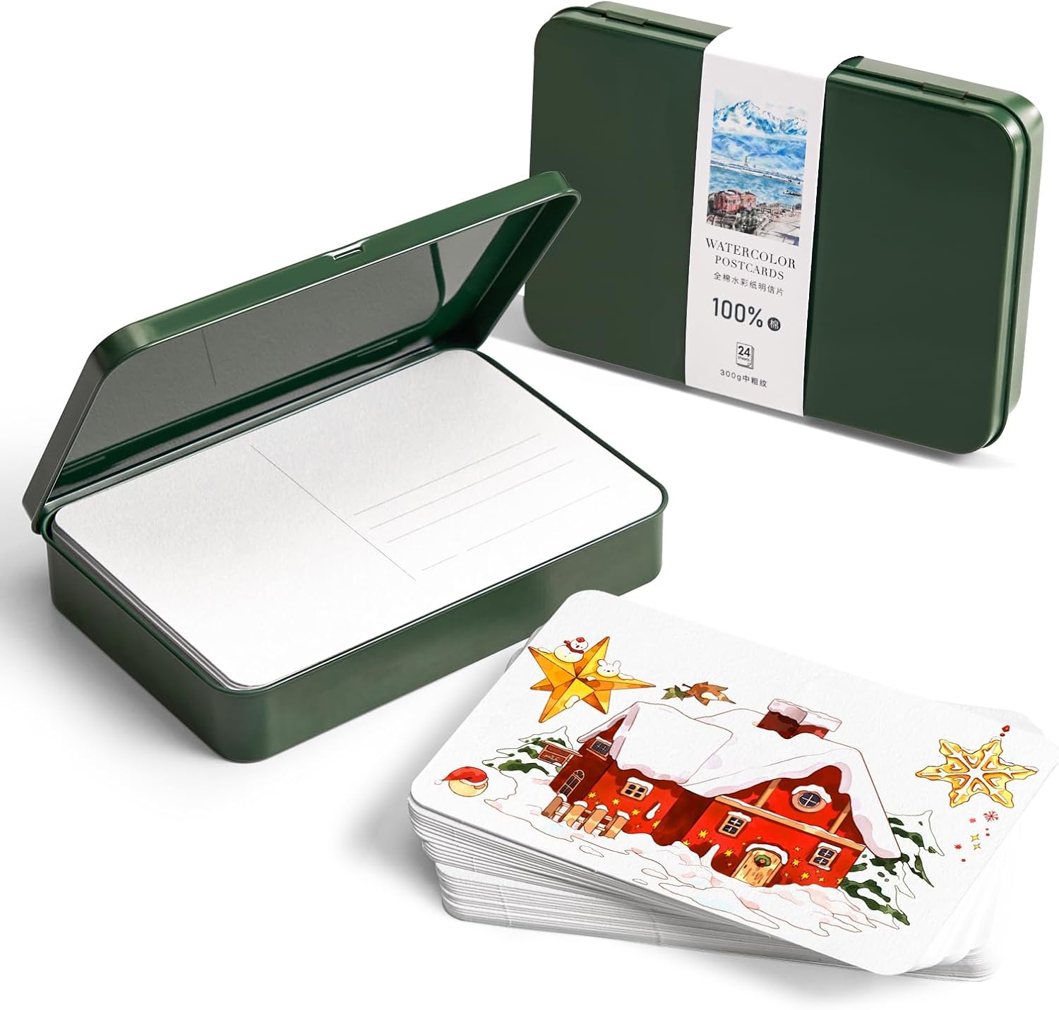 LIGHTWISH Blank Watercolor Paper Postcards, 4"X6" 140Lb 300Gsm Hot Press 24 Sheets, Art Paper Post Note Cards for Watercolor Journal, Art Supplies for Thank You Notes, Invitations, and Greeting Cards