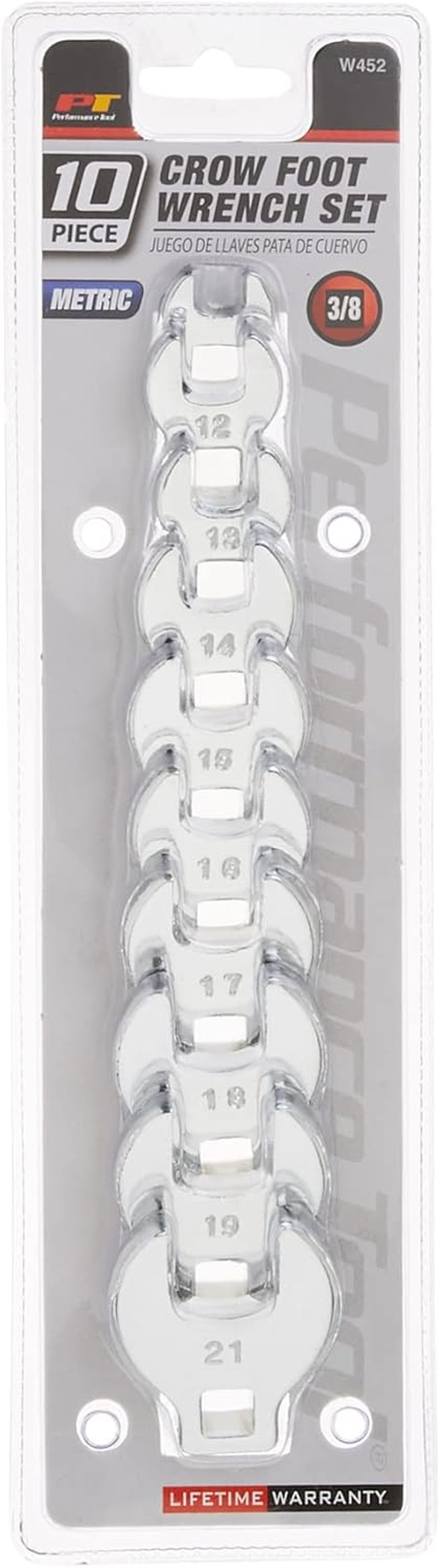 Performance Tool W452 10-Piece Metric Open End Crowfoot Wrench Set image number 4