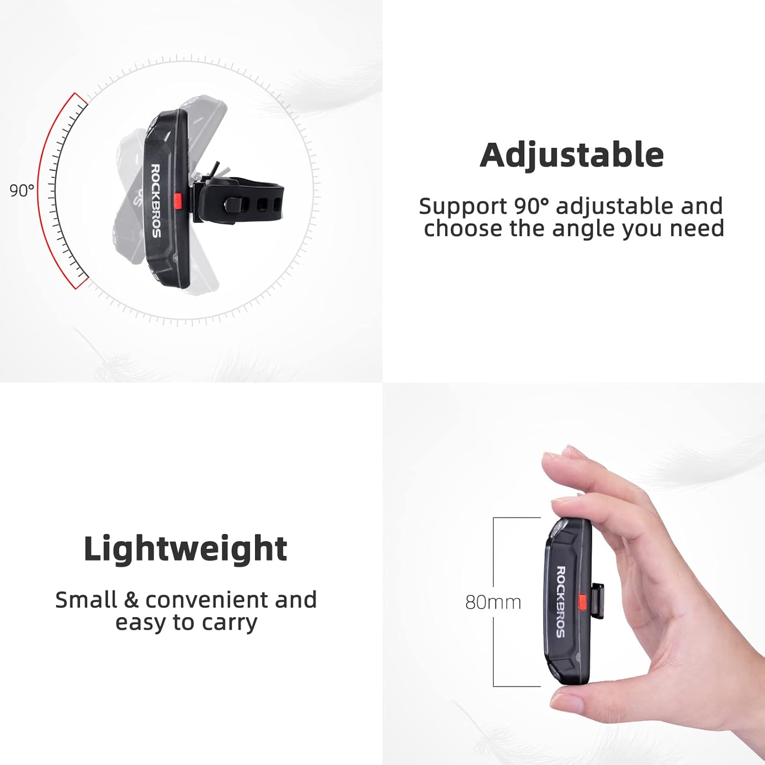 ROCKBROS Bike Tail Light USB Rechargeable Bicycle LED Rear Light Bright Warning Cycling Light Safety Light Multiple Modes for Road MTB Taillight image number 5