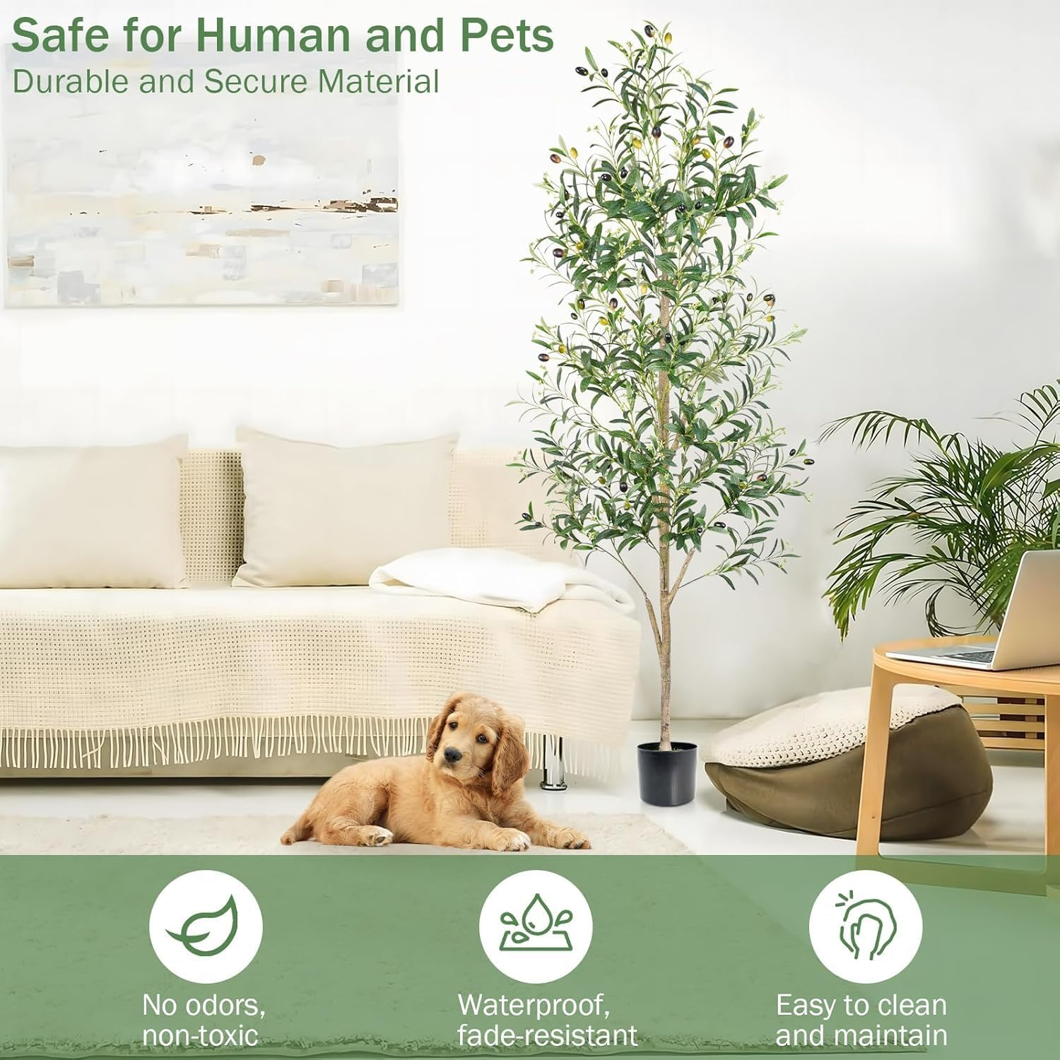 Artificial Olive Tree, 150Cm Faux Plant in Pot, Lifelike Silk Leaves with Black Planter for Indoor Decor image number 1