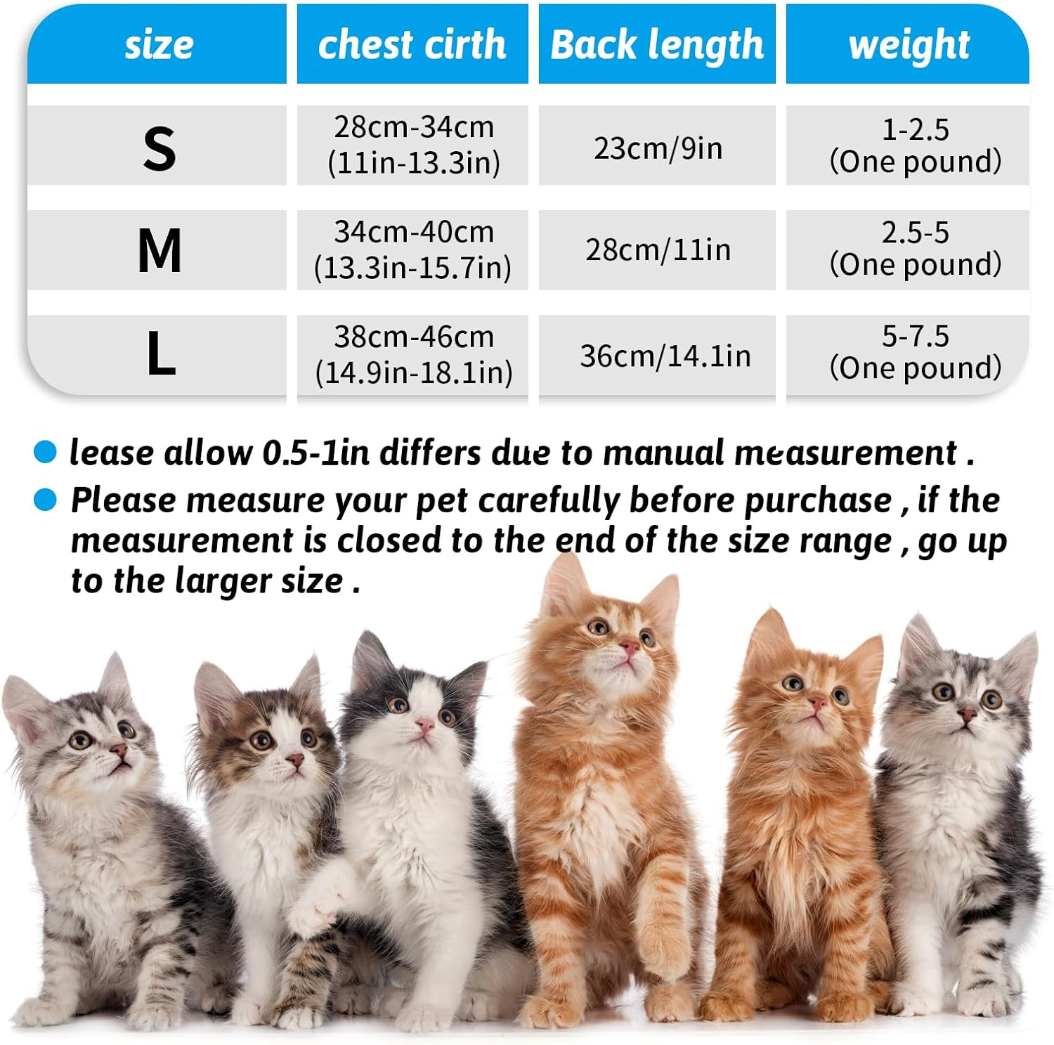 WLLHYF Cat Surgery Recovery Suit, Breathable Kitten Onesie Full Bodysuit Clothes, Post Neuter Surgery Spay Cone anti Licking, Abdominal Wound Protector for Small Male Female Pets (Medium) image number 1