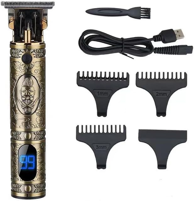 Hair Clippers Trimmer for Men,Hair Beard Body Arm Professional Electric T Blade Liners Outline Edgers Shaver 0Mm Bald Zero Gap Grooming Kit LED Low Noise Cordless Rechargeable with Guide Combs(Gold) image number 2