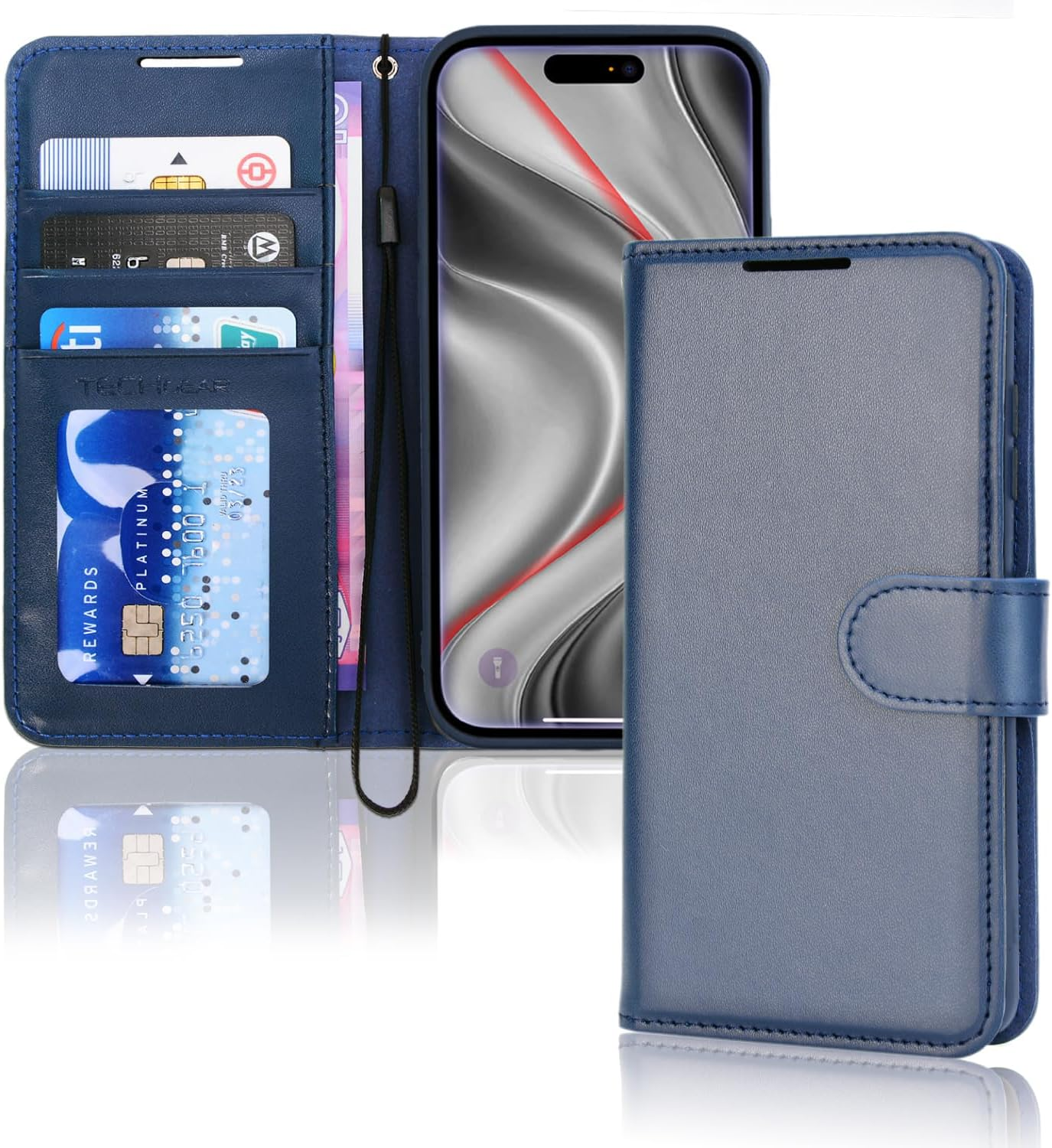 TECHGEAR Iphone 17 Pro Max Leather Wallet Case with RFID Blocking, Flip Cover with Card Holder, Kickstand, Wrist Strap, Magnetic Closure - Rose Gold PU Leather for Iphone 17 Pro Max 6.9"