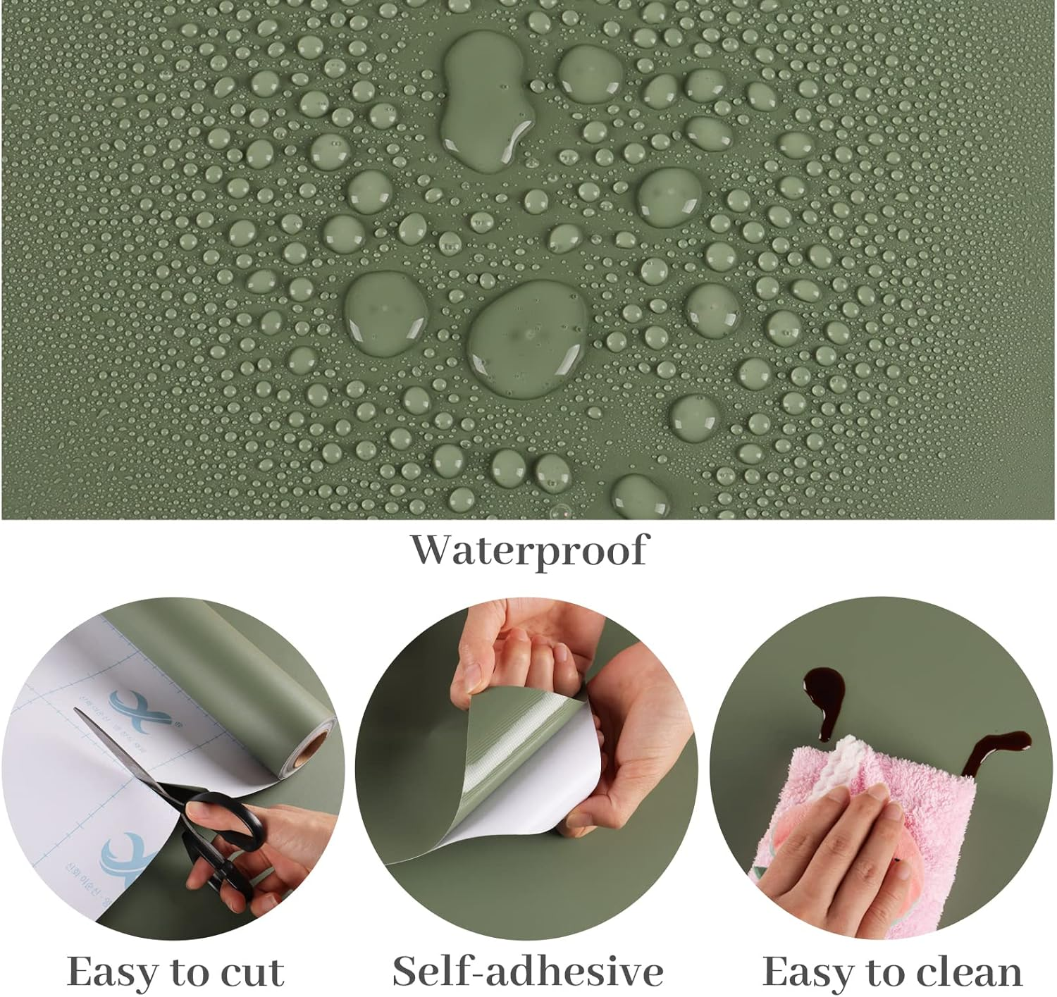 Varypaper Matt Green Wallpaper 81Cm&times;9M Contact Paper Peel and Stick for Living Room Washable Vinyl Cabinet Cover Sticky Back Plastic Kitchen Worktop Covering Cupboard Lining Paper Bedroom Furniture image number 1