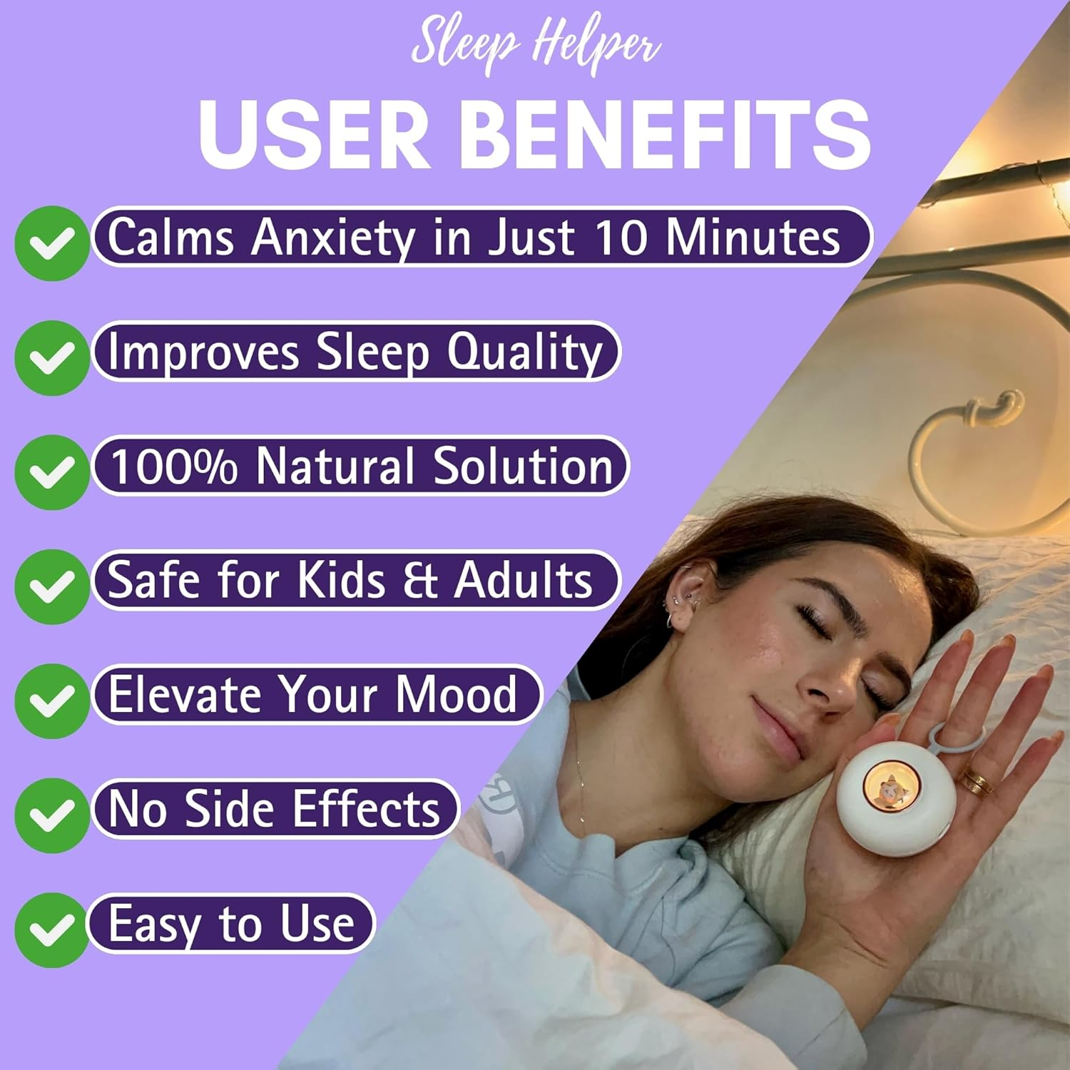 Handheld Sleep Aid Device | Jet Lag, Insomnia, Stress, & Anxiety Relief | Improve Sleep Quality, Mood, & Calm Carry | Promotes Natural Melatonin & GABA | ADHD Medication & Meditation Accessories | Gifts for Deep Sleep | Portable & USB Rechargeable (Sleepy Cat) image number 3