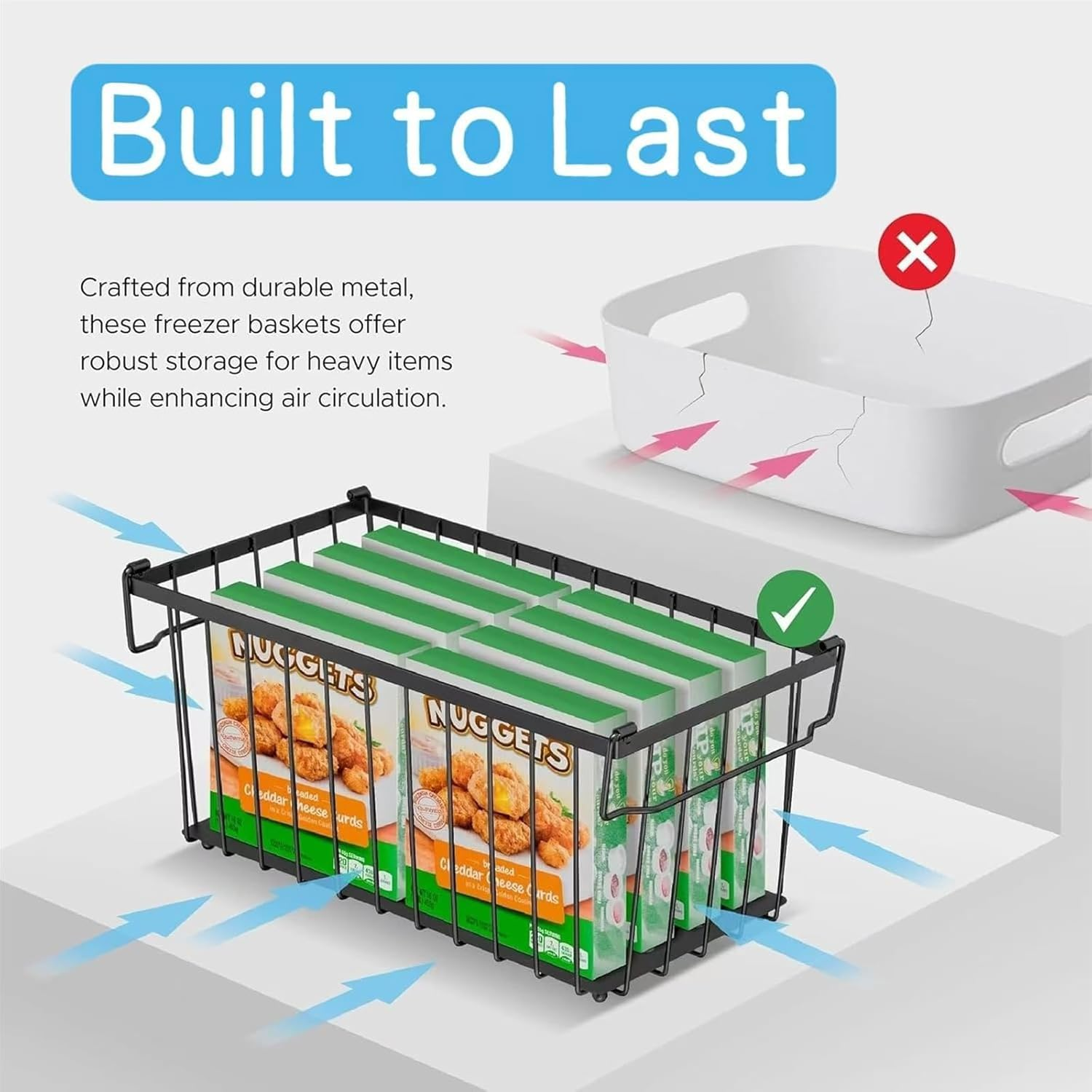 CHONYI Freezer Organizer Bins,4 Pack Small Stackable Deep Freezer Organizer Bins,Chest Freezer Organizer,14.5X7.1X6.1In image number 5