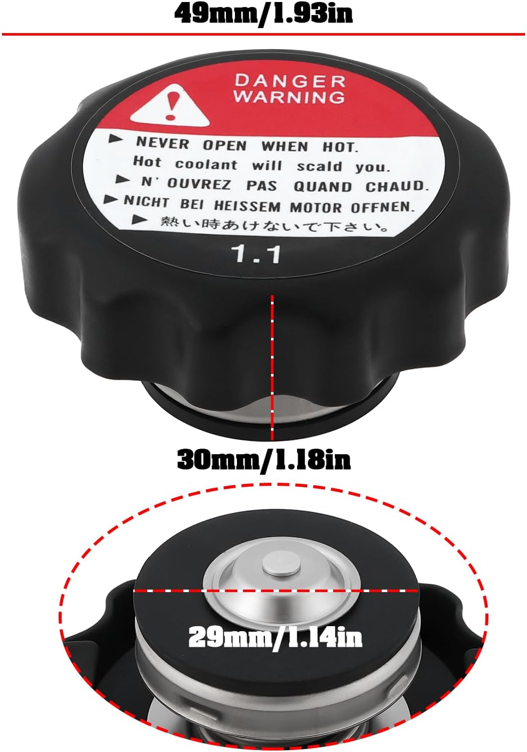 Motorcycle Radiator Cap Cover 19045-MY3-621 1.1 Bar Compatible with Honda VT VF GL ST Model Motorcycle image number 4
