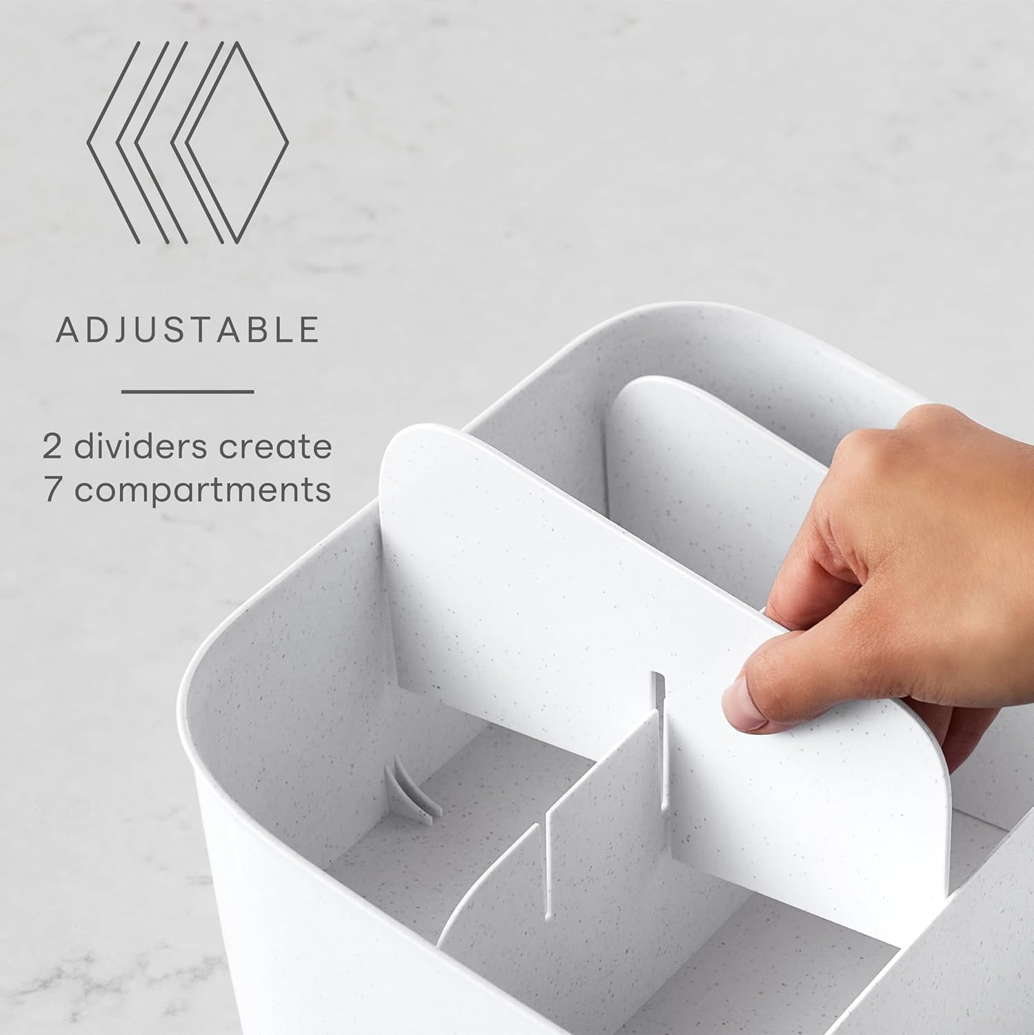 Youcopia Shelfbin, Bpa-Free Divided Storage Basket for Kitchen Pantry Organization, Adjustable Snack Bin, Speckled White image number 5