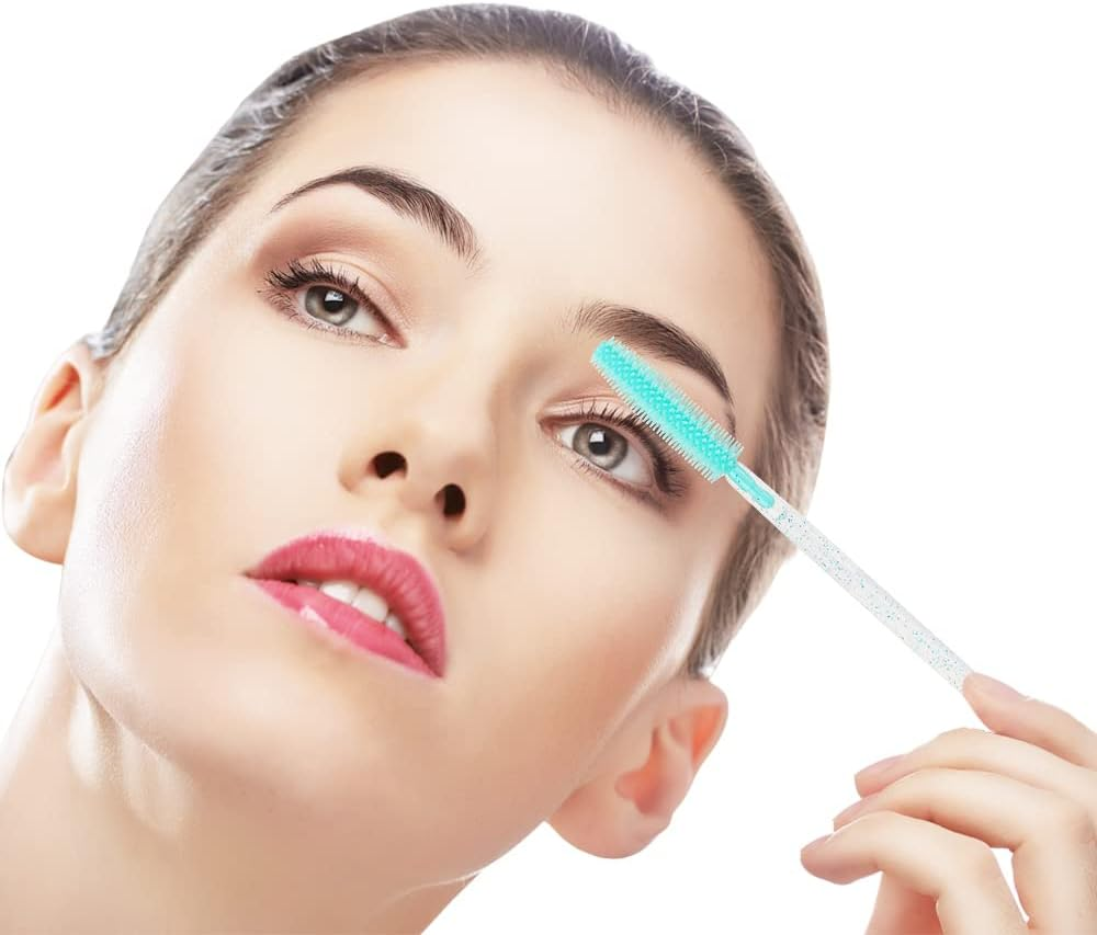 100 Pcs Silicone Mascara Wands Disposable Eyelash Brushes for Extensions Lash Applicators Makeup Tool Kit (Crystal Blue/Mint Green) - Green image number 1