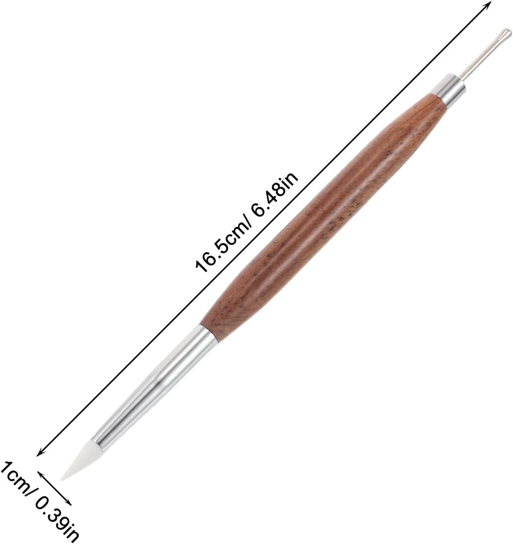 COOLHIYA 2Pcs Nail Art Sculpture Pen Dotting Tools - Dual-Ended Ball End Dotting Pen - Silicone Nail Polish Brushes for Carving Drawing Embossing image number 4