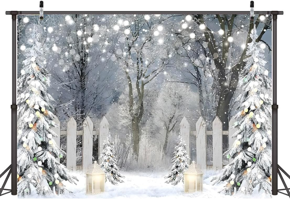 AIIKES 10X8FT Winter Photography Backdrop Glitter White Snow Forest Pine Tree Backdrop Christmas Holiday Party Decor Banner Kids Portrait Photo Studio Props 12-621 image number 4
