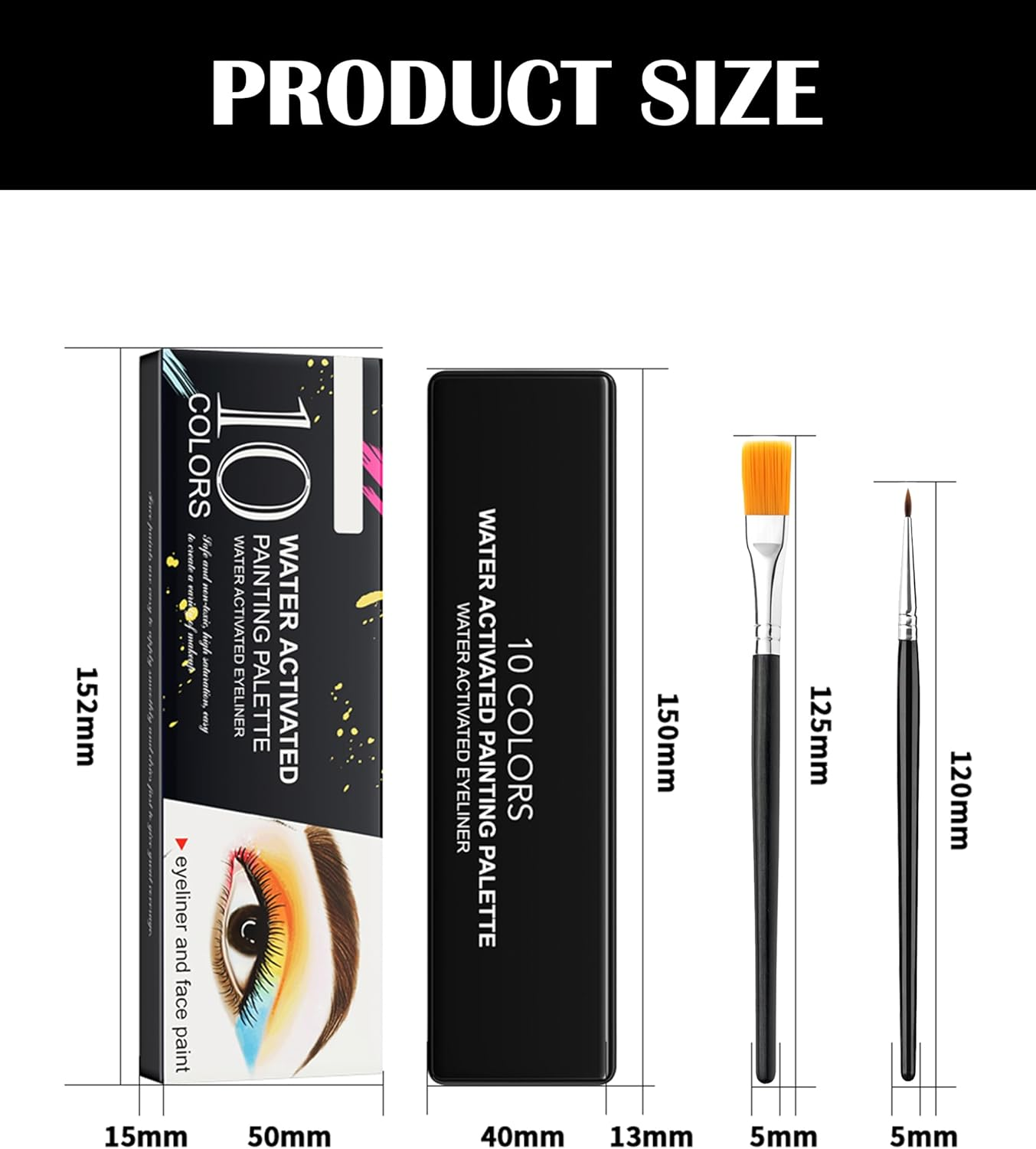 Erinde Professional Face Body Paint Palette, 10 Colors Vibrant Safe for Adults, Water-Based Highly Pigmented Makeup Kit for Halloween, Cosplay, Festivals, Long Lasting Easy Wash off 2# image number 1