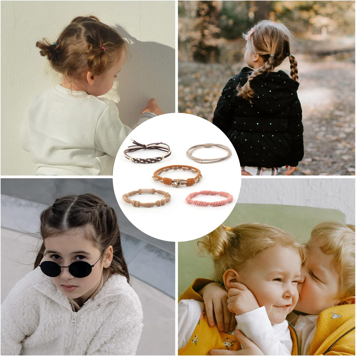 20Pcs Boho Hair Ties for Women, 5 Styles Hair Tie Bracelet Elastic Hair Bands Ponytail Holders Cute Boho Hair Ties for Thick Hair Pony Tails, No Damage image number 2