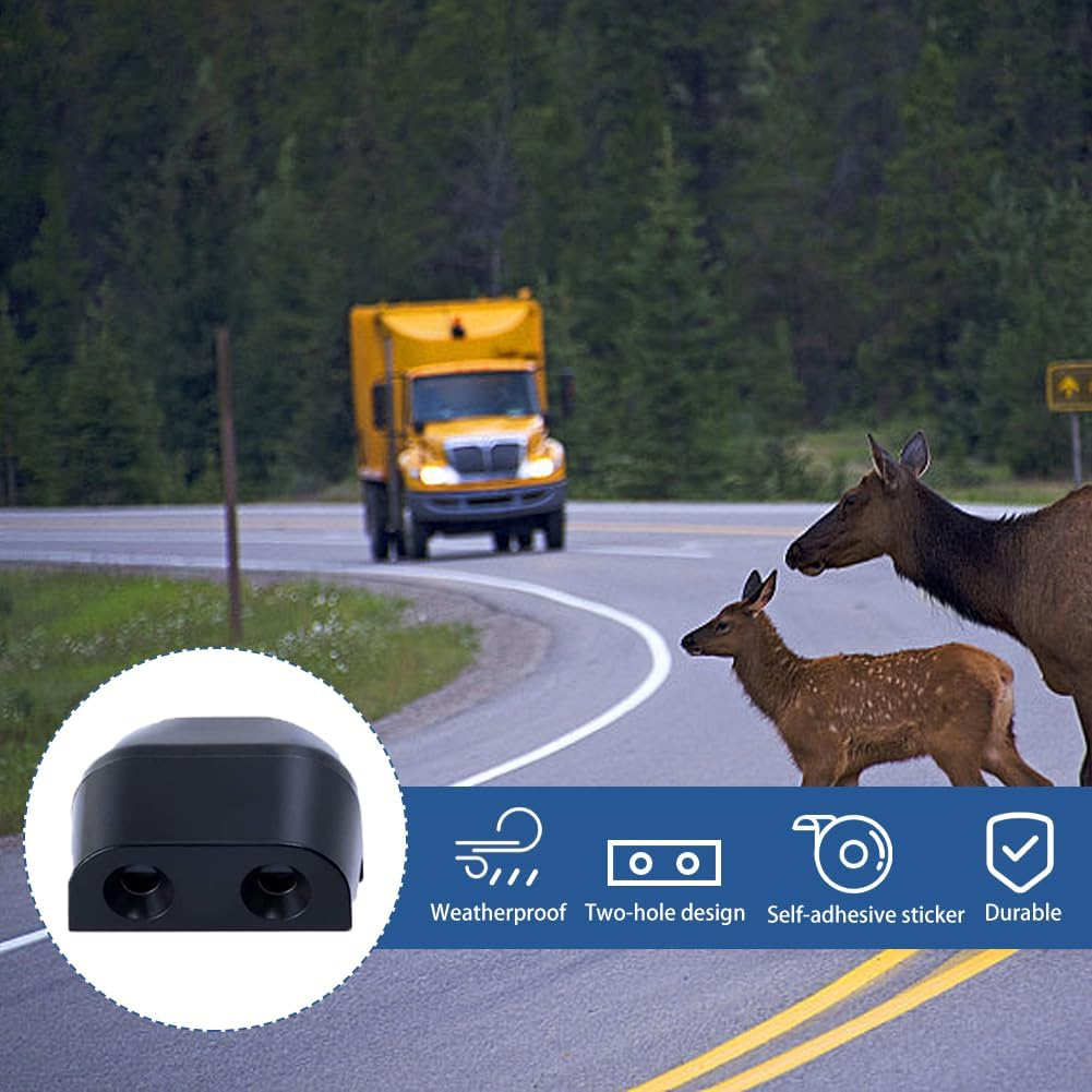 6 Pack Deer Whistles Wildlife Warning, ABS Self-Adhesive Warning Car Device, Deer Alarm Road Safety Horn Device Animal Alert Whistle for Cars, Vehicles, Motorcycles(Color:Black)
