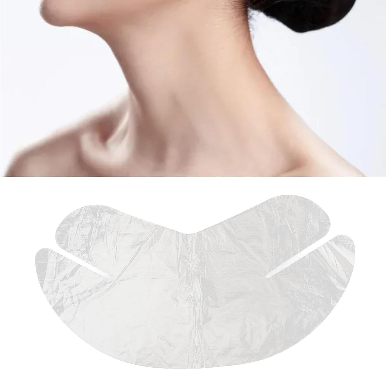 Disposable Plastic Wrap Face Pack Paper, 200Pcs Plastic Neck Mask Transparent Neck Sheet Beauty DIY Moisturizing Locking Film Beauty Skin Care Facial Face Pack Sheet image number 3