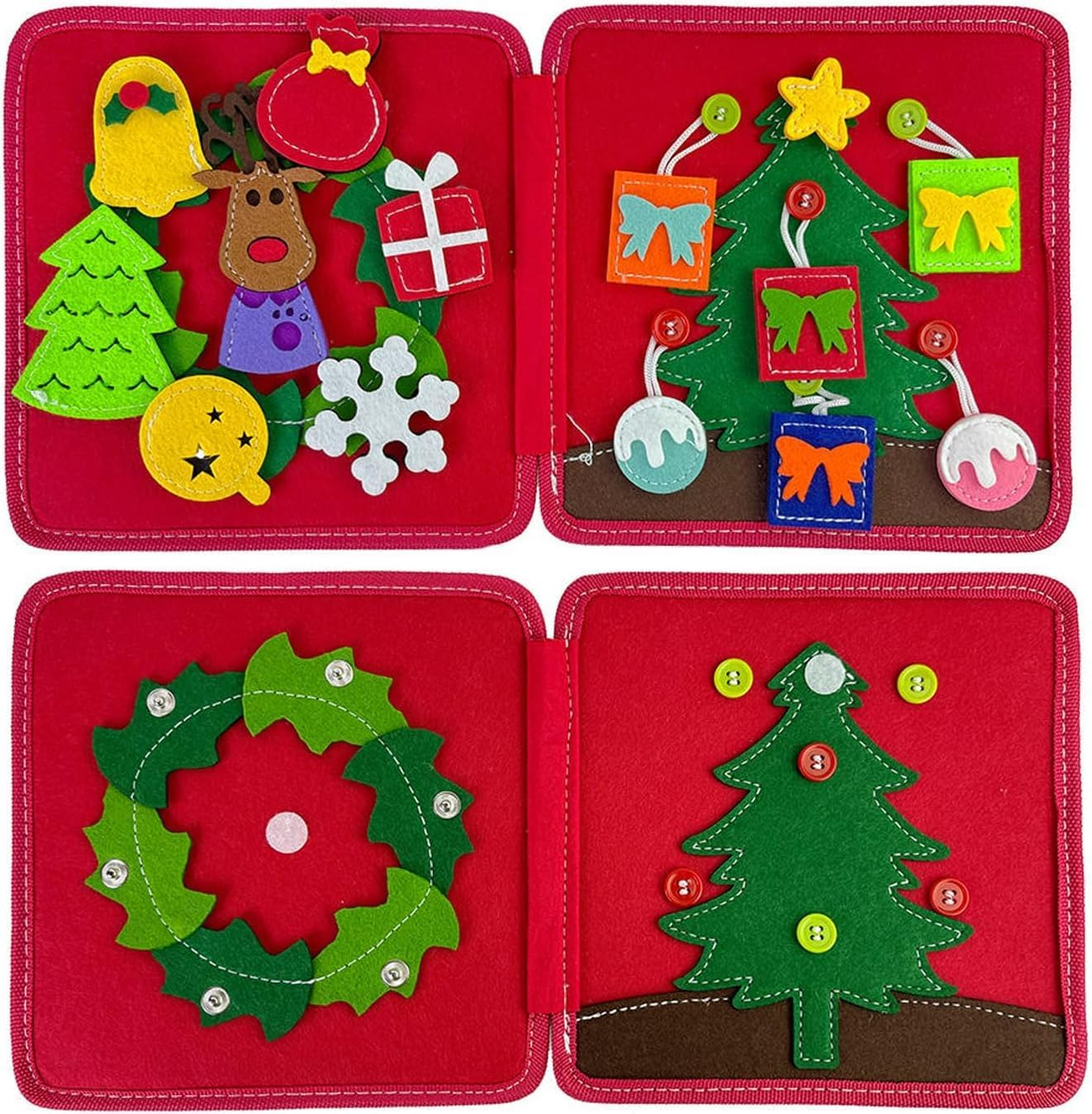 Busy Book Quiet Book for Toddlers Christmas Theme Montessori Toys Busy Board for Baby Felt Activity Book for Toddlers image number 2