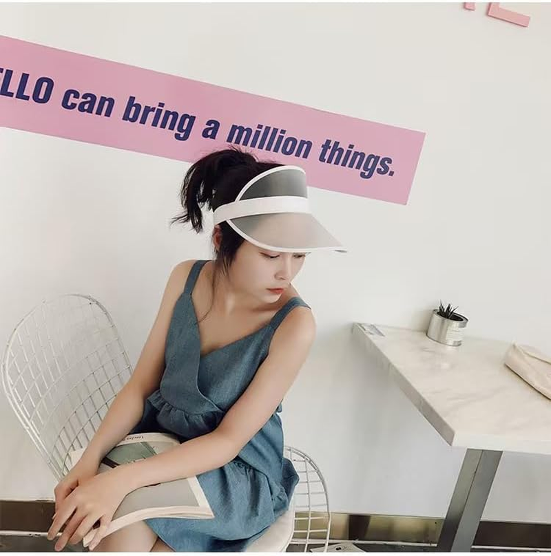 2 Pieces Sun Visor Hats Women Sports Beach Golf Hat PVC Visor Hats for Women Colored Visor Retro Visor for Men Outdoor