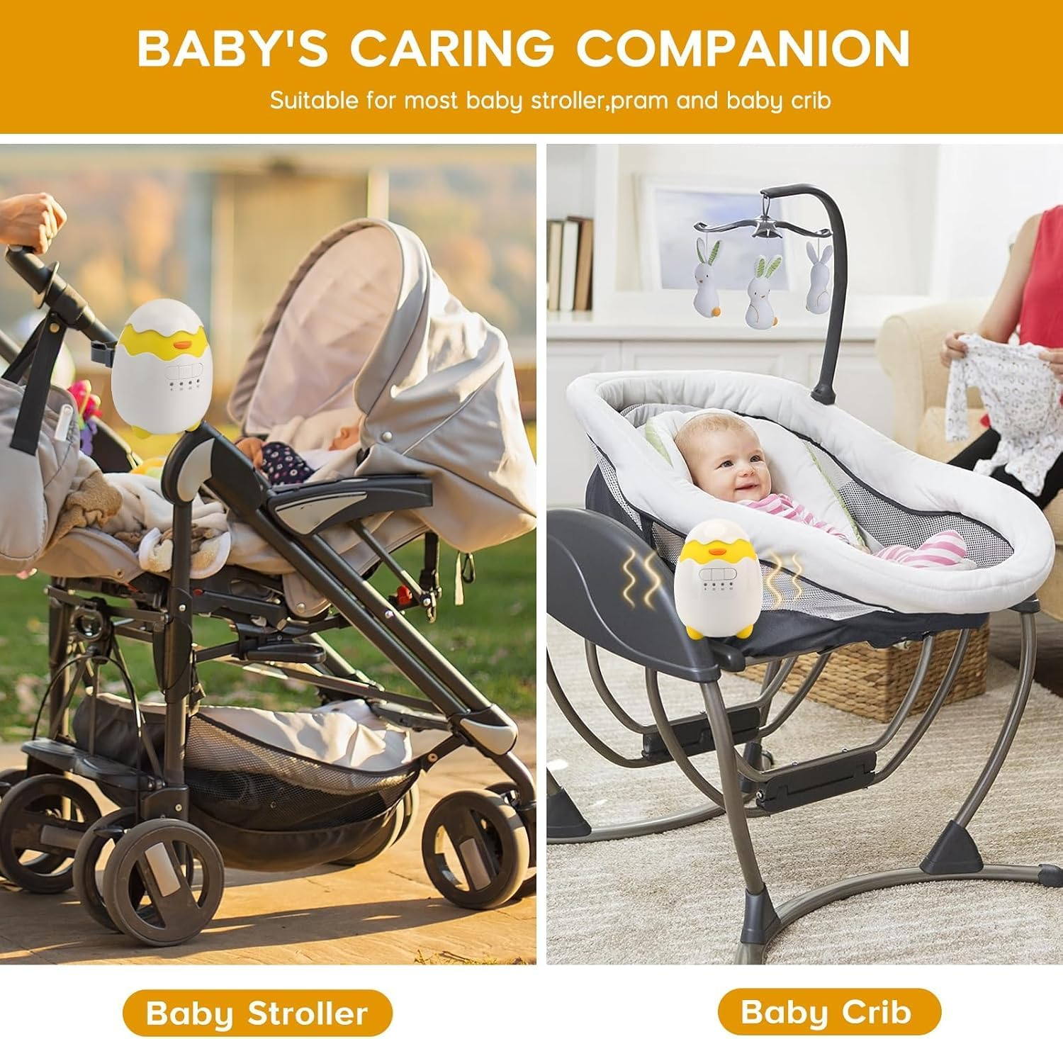 Portable Baby Rocker, Pram Rocker 2.0. USB Rechargeable, Portable Baby Rocker Fits Any Pram, Stroller, Baby Swing, Pushchair, Bouncer and Buggy image number 2